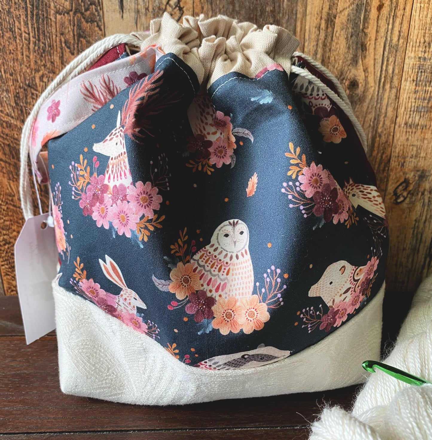 Squirrel and Forest Friends Medium Project Bag
