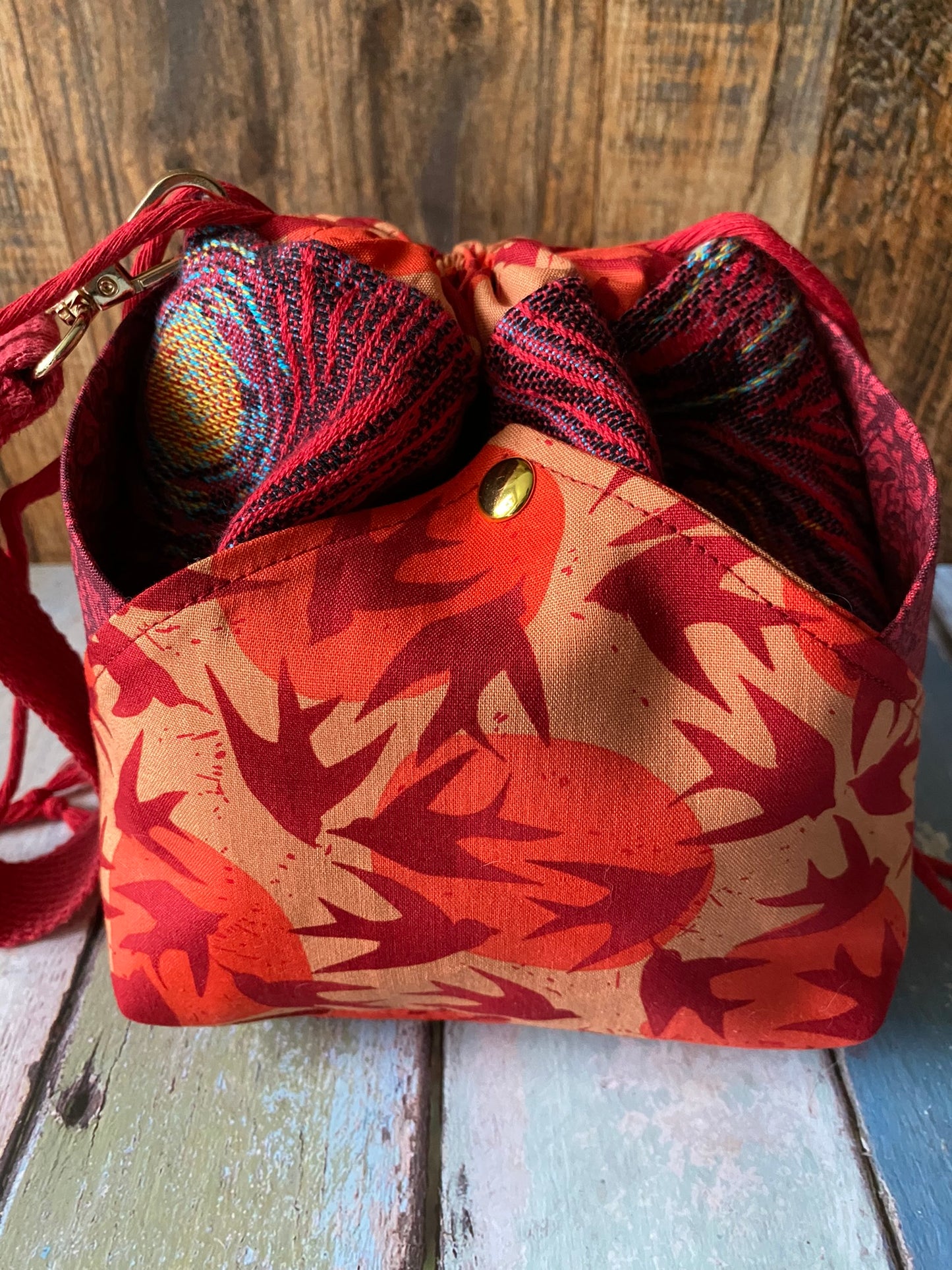 Starry Swallows Plenty O' Pockets Small Drawstring Pouch