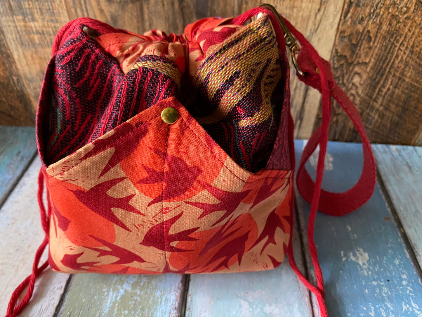 Starry Swallows Plenty O' Pockets Small Drawstring Pouch