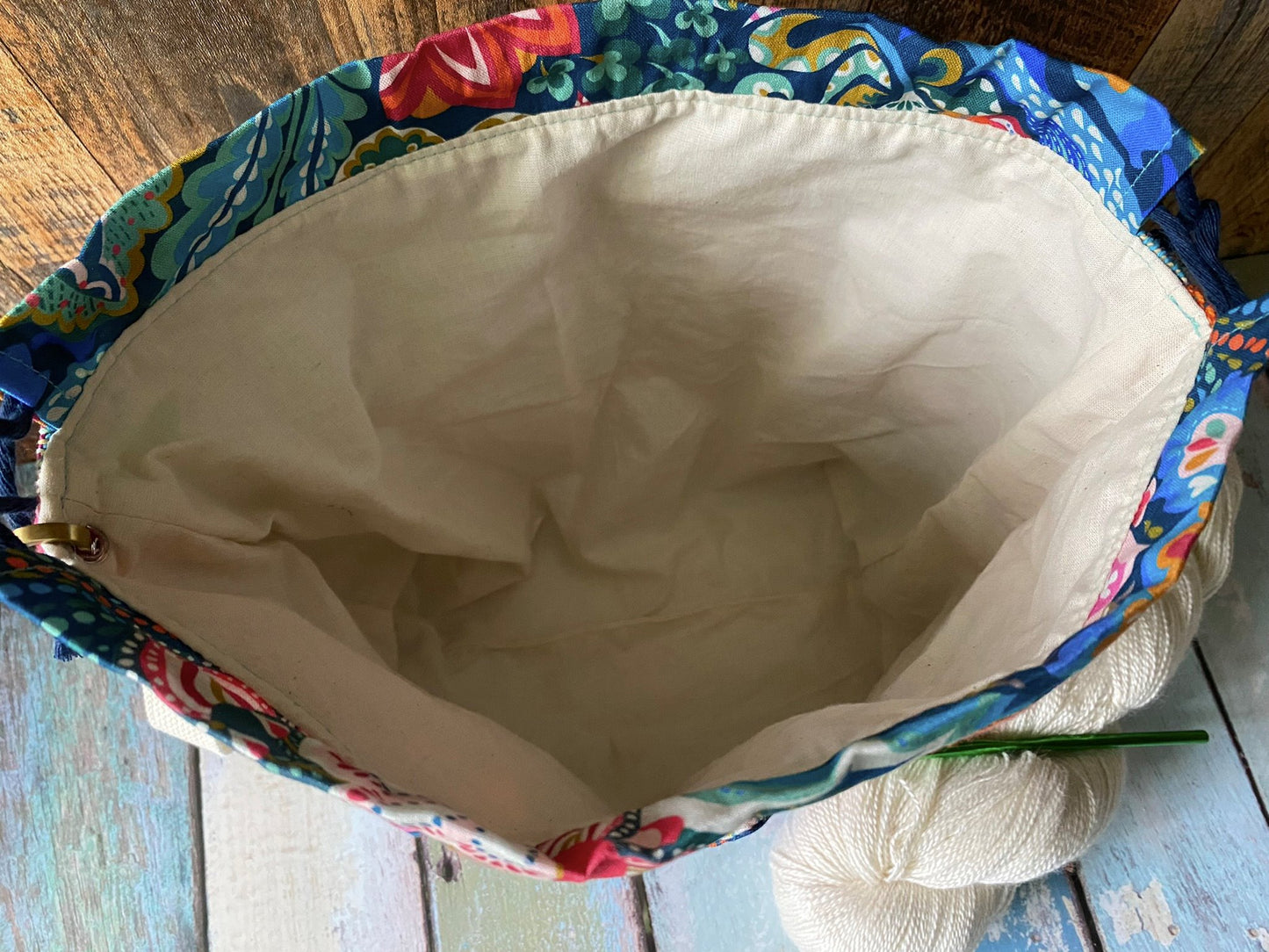 Beautiful Blossoms Plenty O' Pockets Large Drawstring Pouch