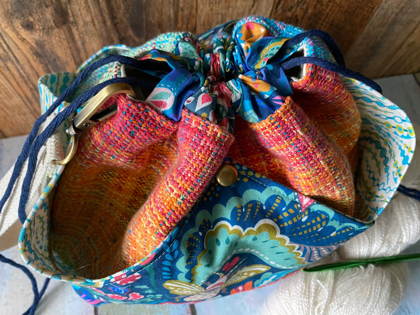 Beautiful Blossoms Plenty O' Pockets Large Drawstring Pouch