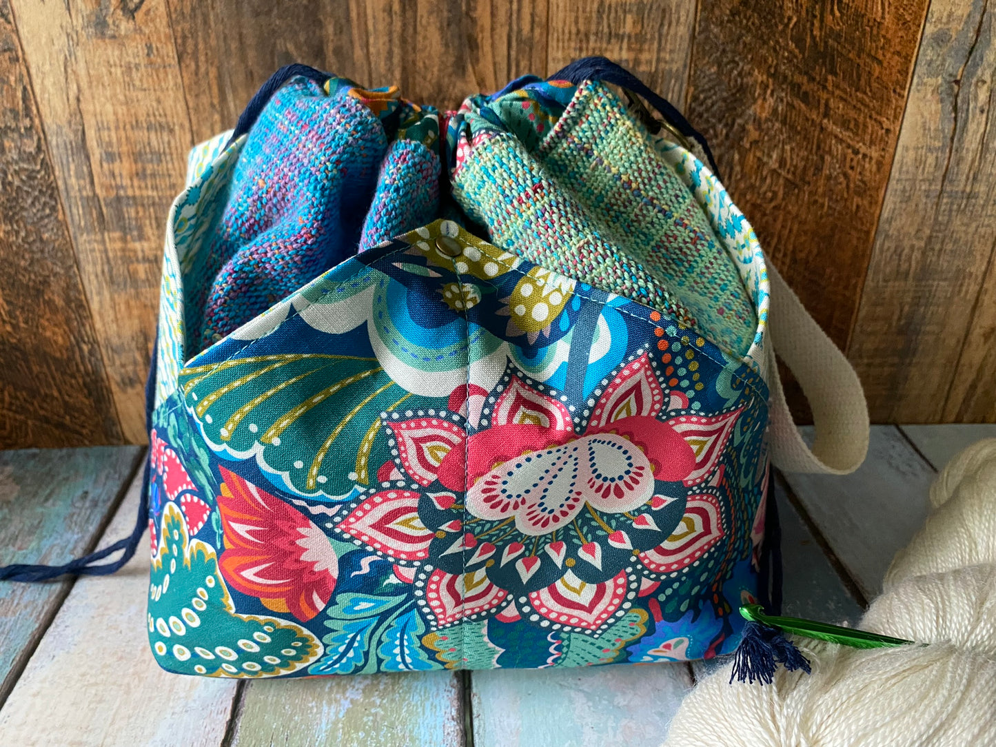 Beautiful Blossoms Plenty O' Pockets Large Drawstring Pouch