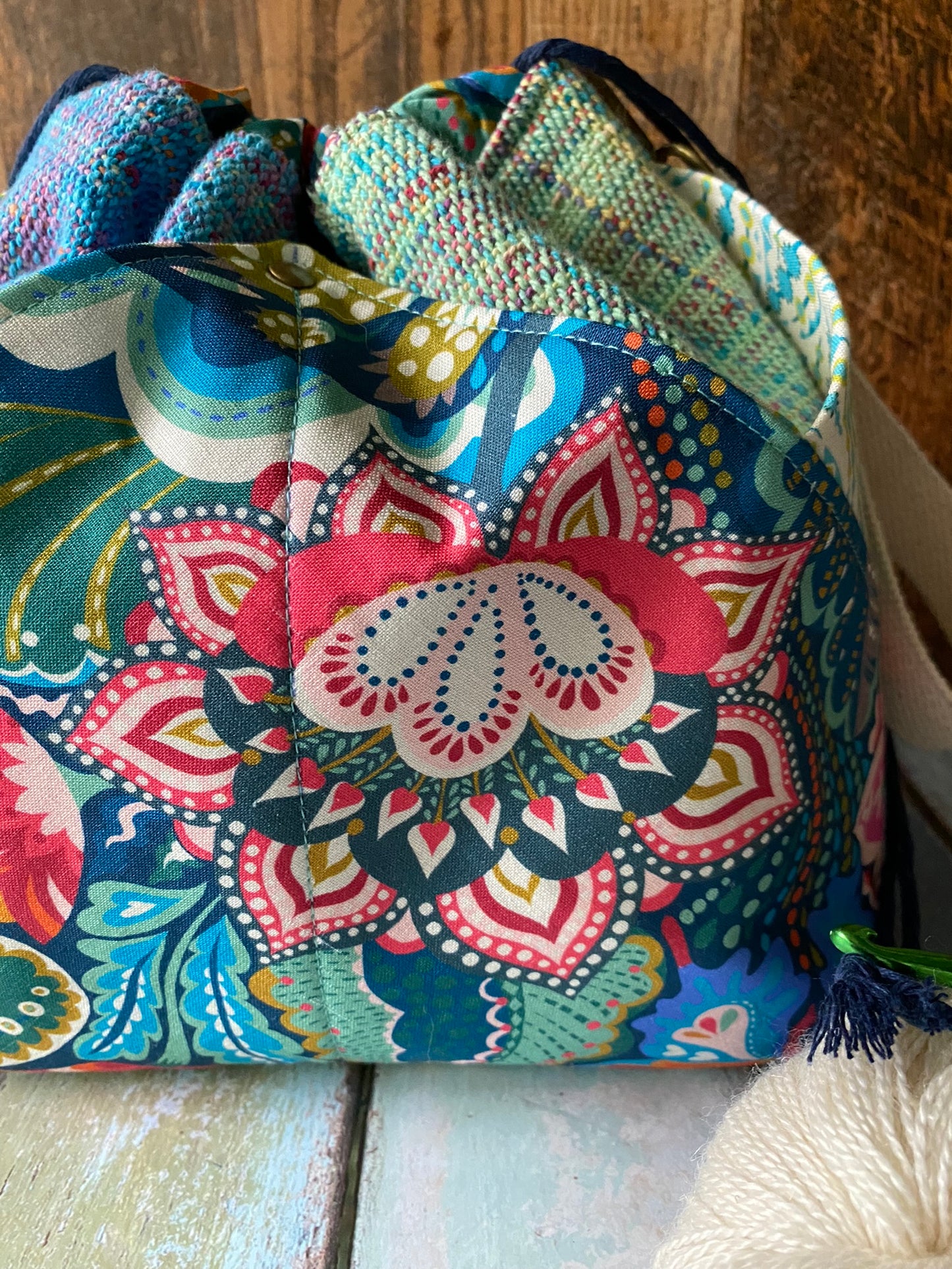Beautiful Blossoms Plenty O' Pockets Large Drawstring Pouch