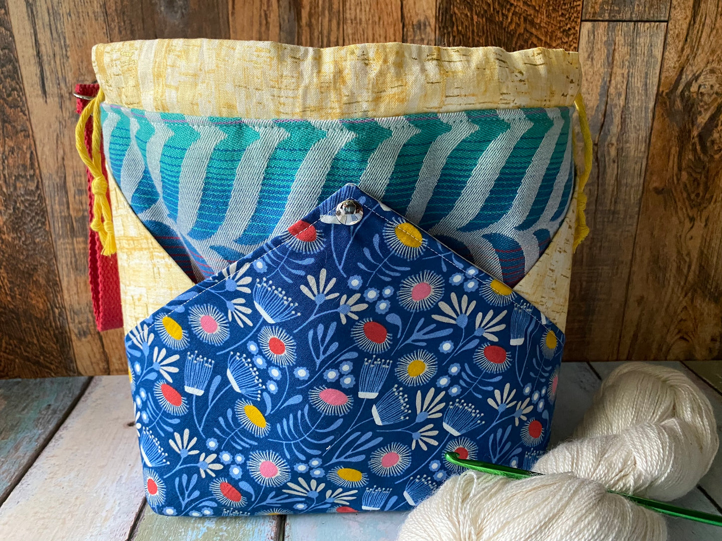 Field Flowers Plenty O' Pockets Large Drawstring Pouch