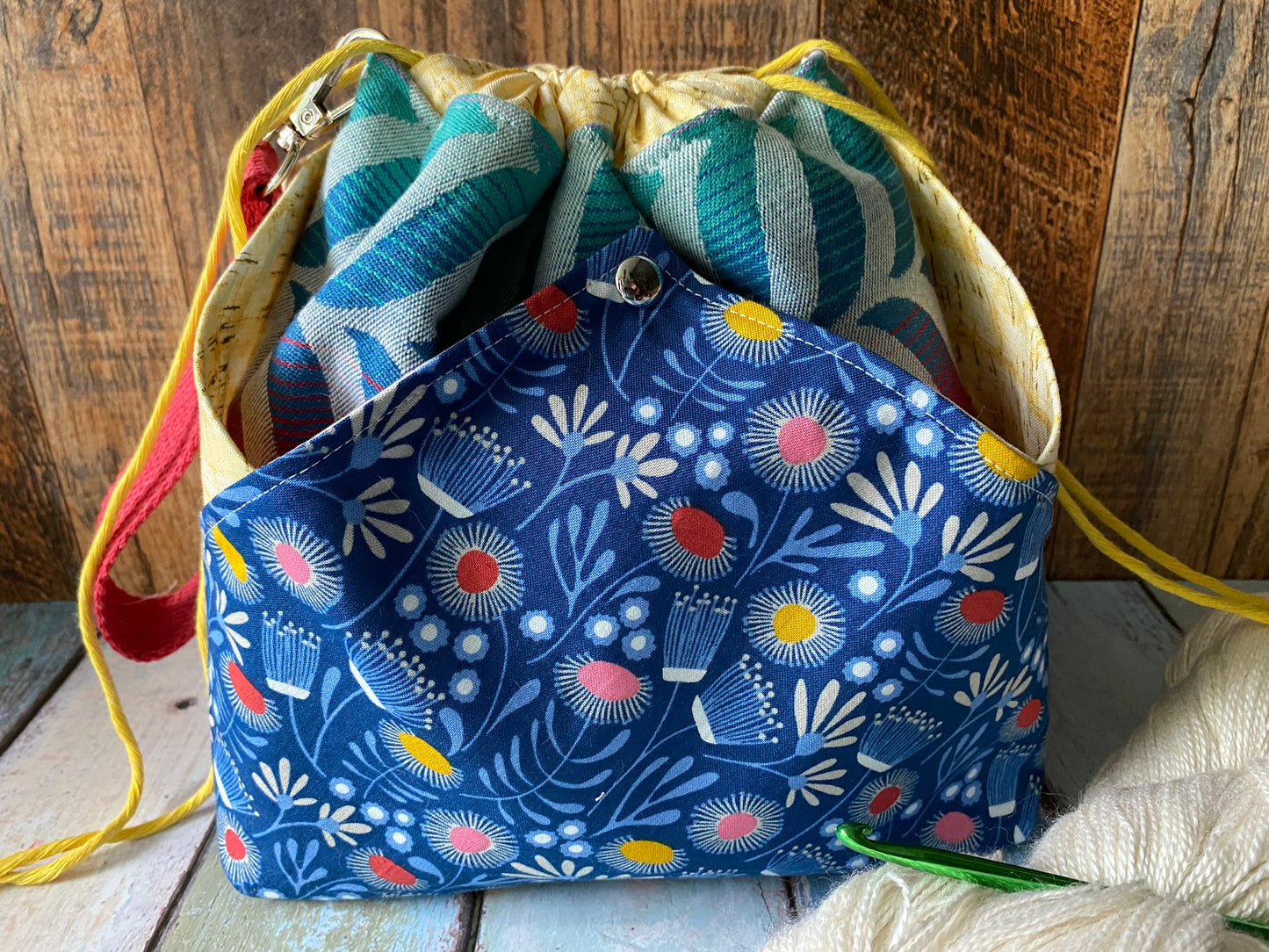 Field Flowers Plenty O' Pockets Large Drawstring Pouch