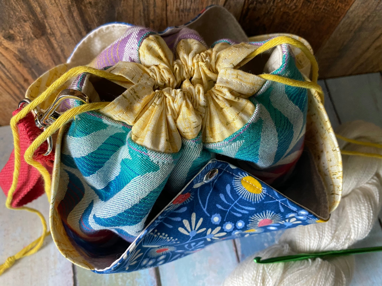 Field Flowers Plenty O' Pockets Large Drawstring Pouch