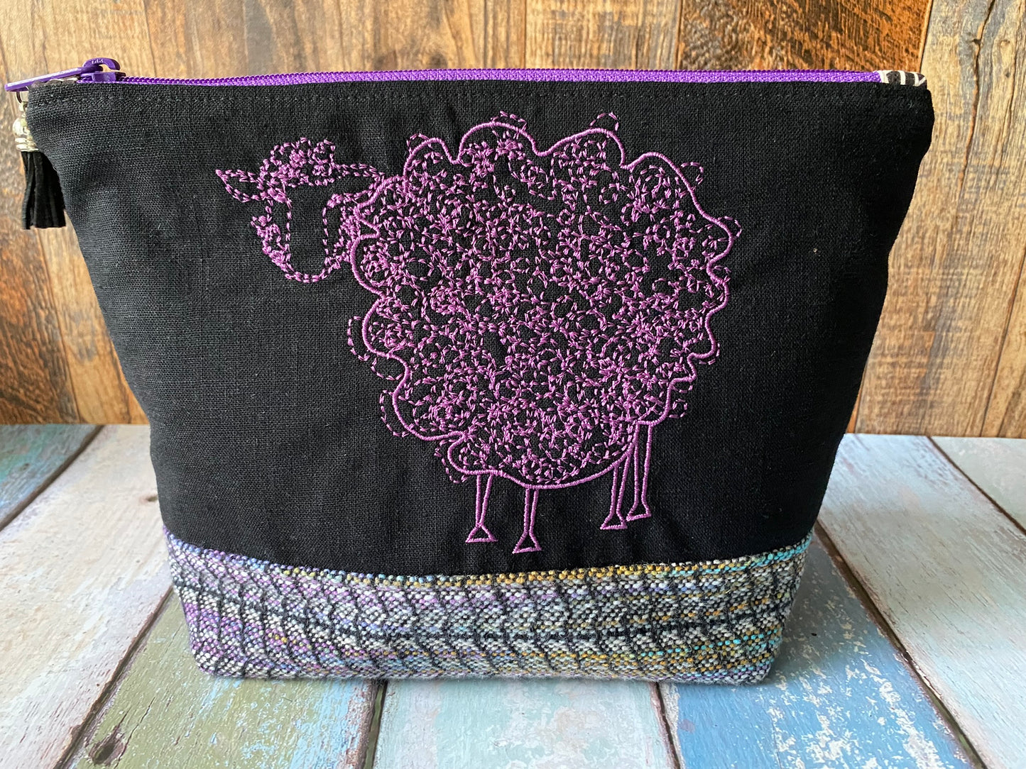Purple Sheep Project or Cosmetic Zipper Bag