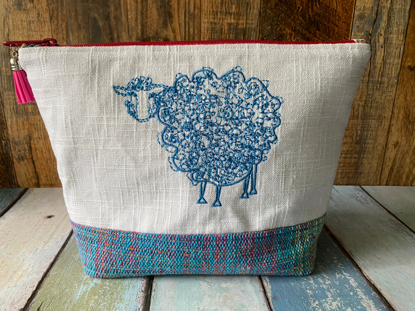 Blue Sheep Project or Cosmetic Zipper Bag