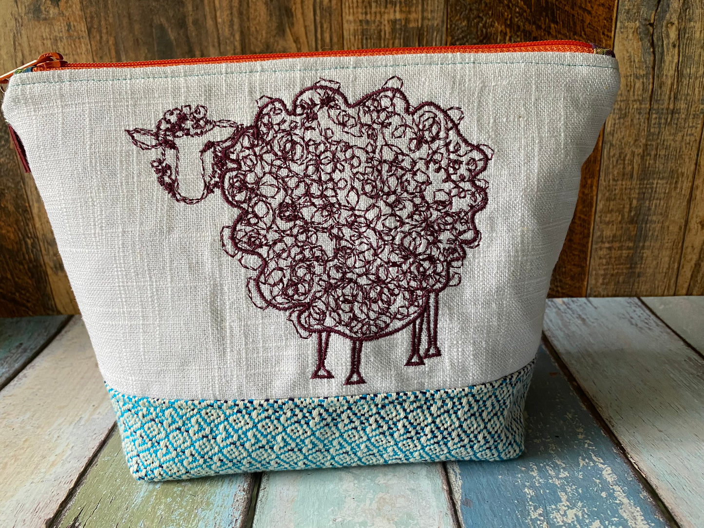 Maroon Sheep Project or Cosmetic Zipper Bag