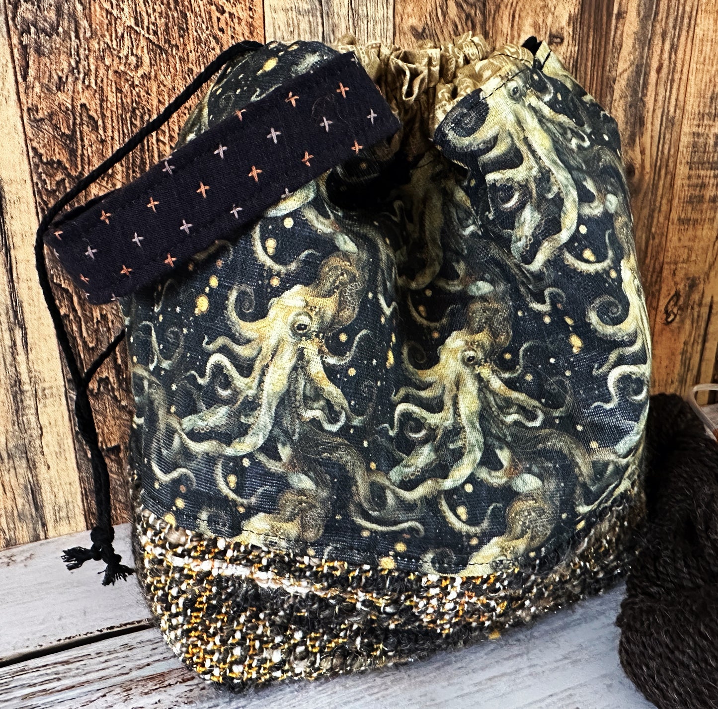 Eldritch Octopus with Handwoven Mohair Medium Project Bag