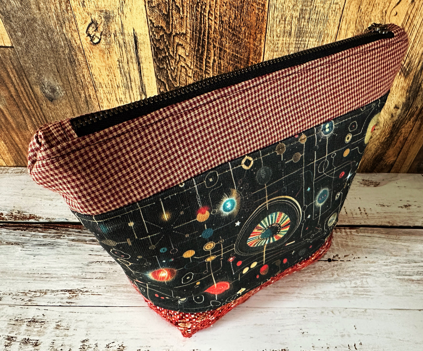 Cosmic Circuitry with Woven Alpaca Cosmetic or Zipper Bag