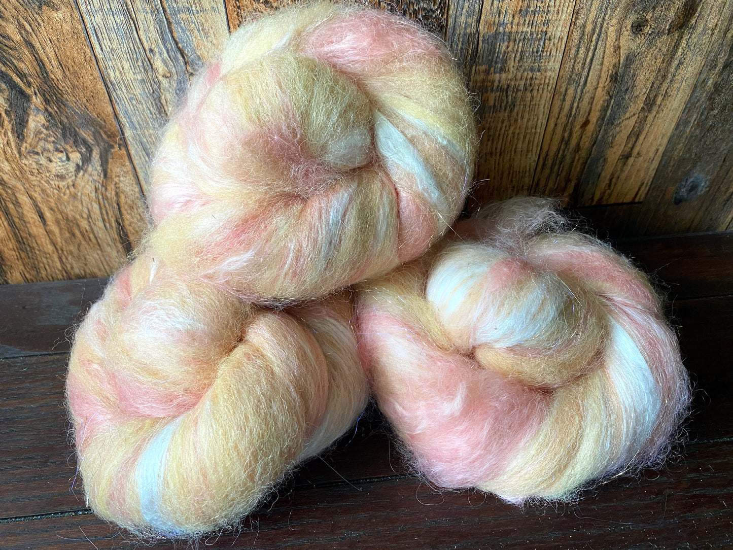 Mohair, Alpaca, and Silk Art Batt for Spinning or Felting ~ Dreamsicle