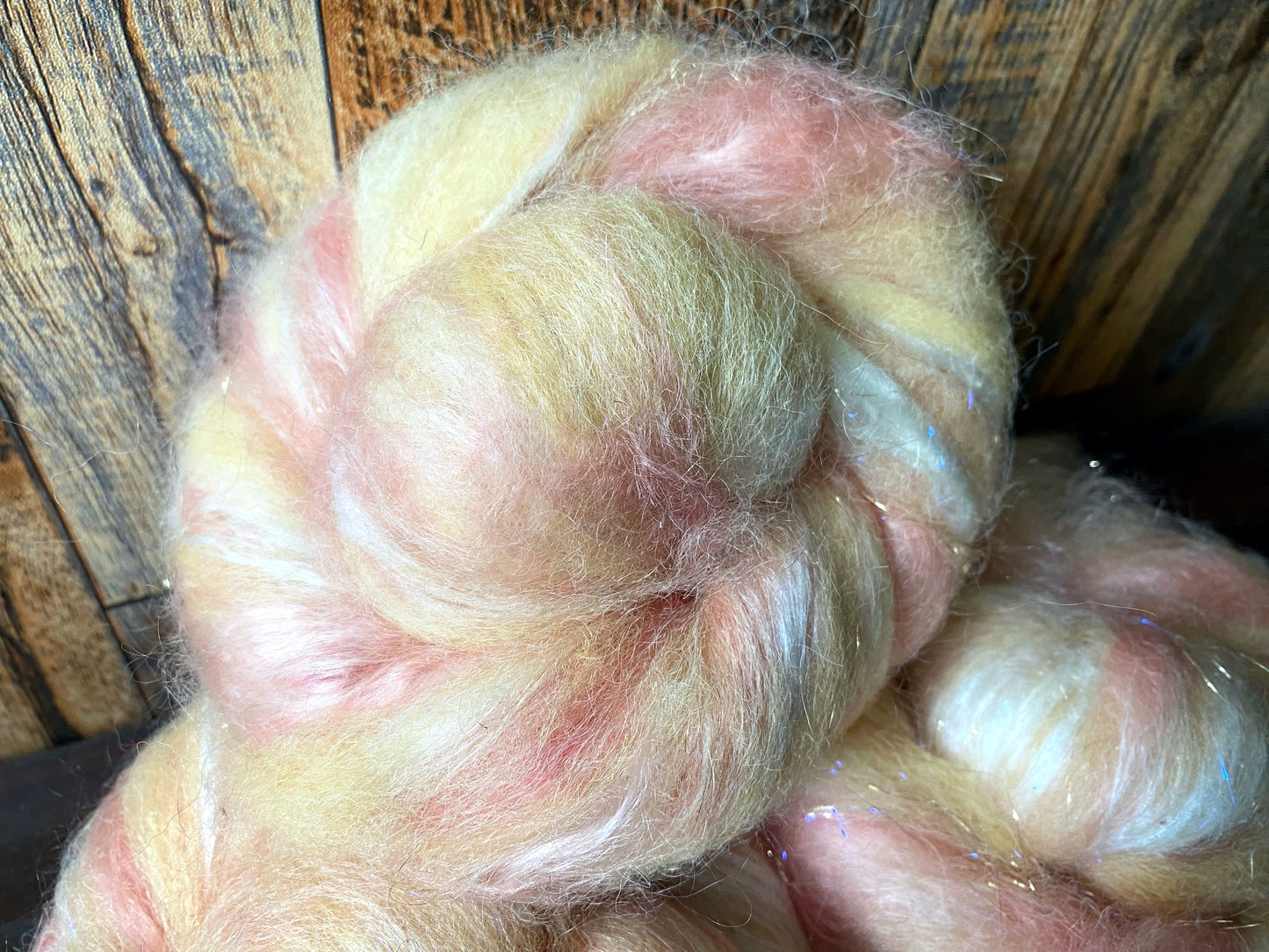 Mohair, Alpaca, and Silk Art Batt for Spinning or Felting ~ Dreamsicle