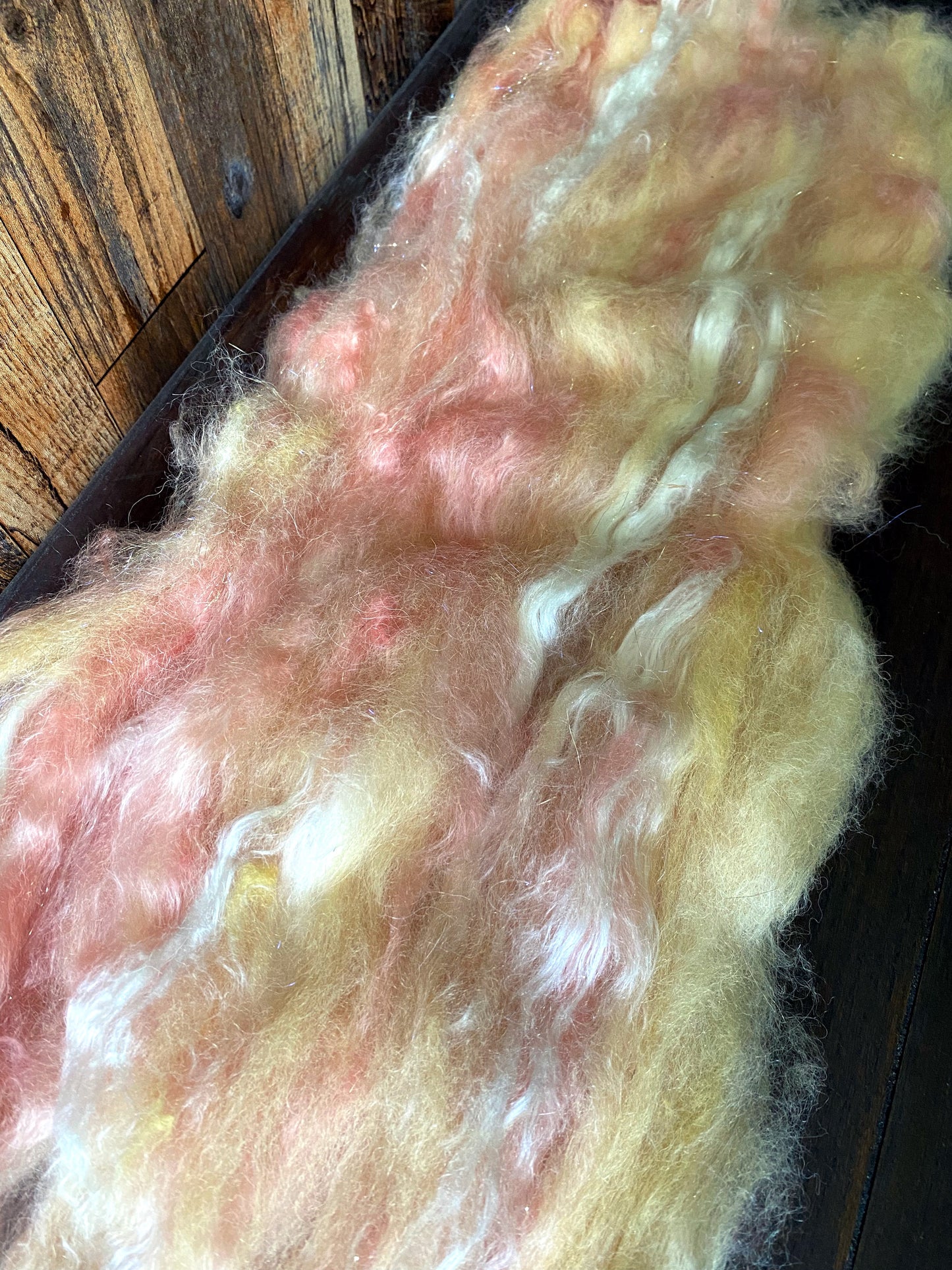 Mohair, Alpaca, and Silk Art Batt for Spinning or Felting ~ Dreamsicle