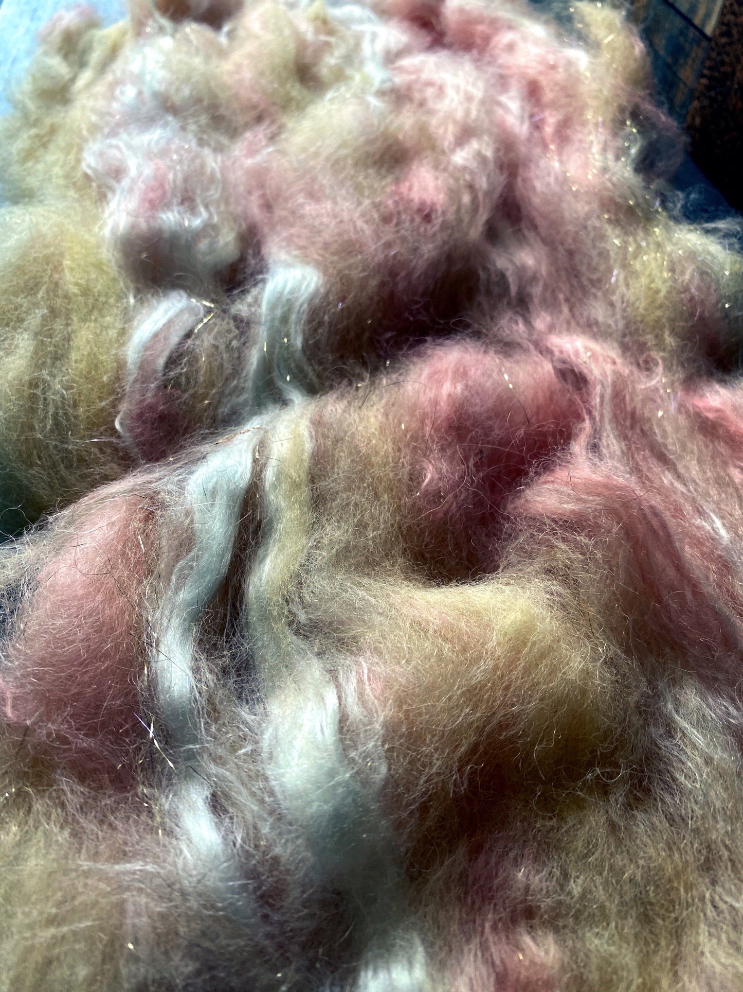 Mohair, Alpaca, and Silk Art Batt for Spinning or Felting ~ Dreamsicle