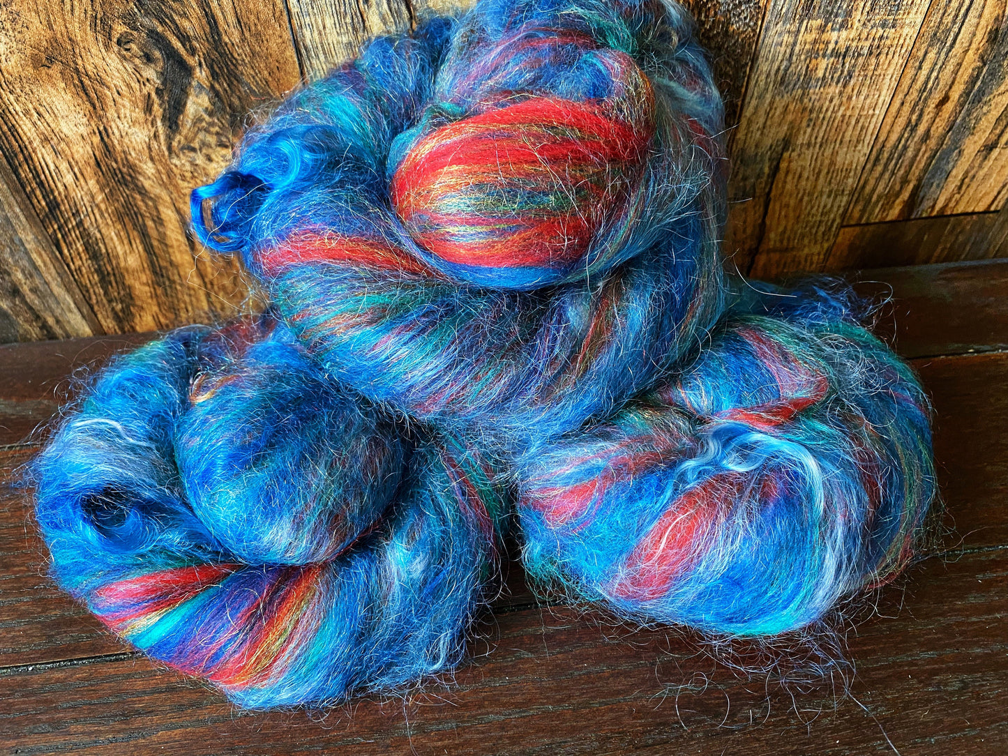 Mohair, Merino, and Firestar Art Batt for Spinning or Felting ~ Mermaid's Song