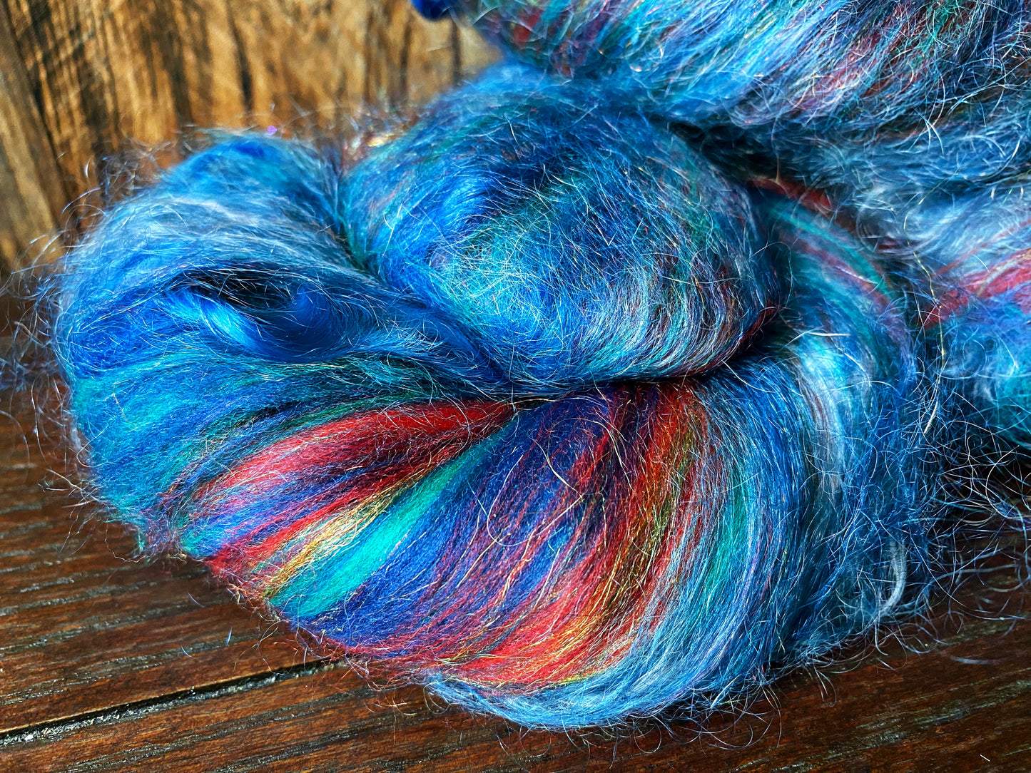 Mohair, Merino, and Firestar Art Batt for Spinning or Felting ~ Mermaid's Song