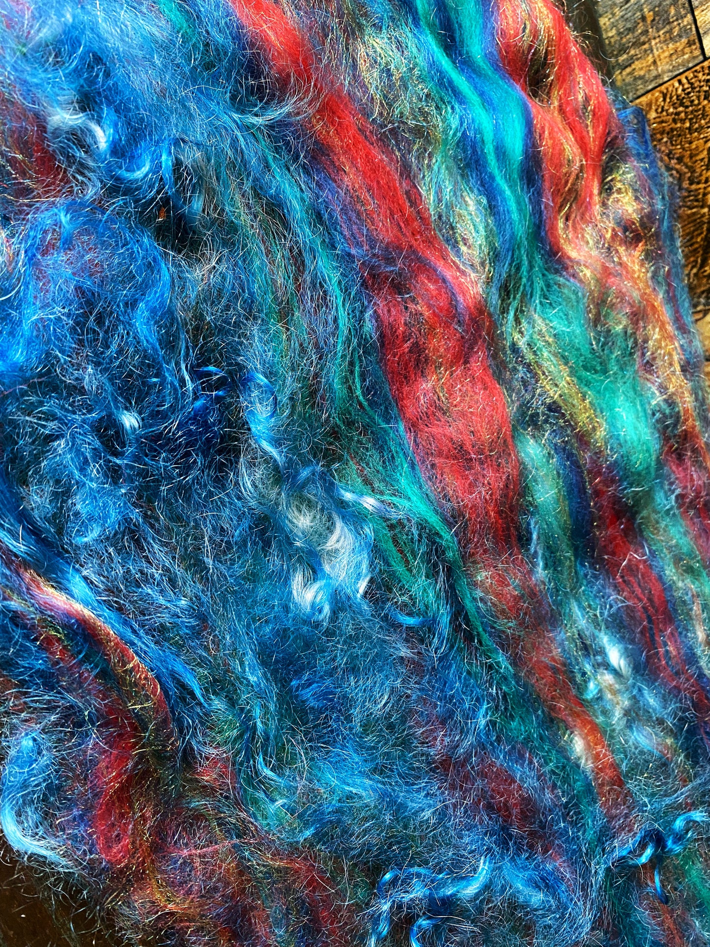 Mohair, Merino, and Firestar Art Batt for Spinning or Felting ~ Mermaid's Song