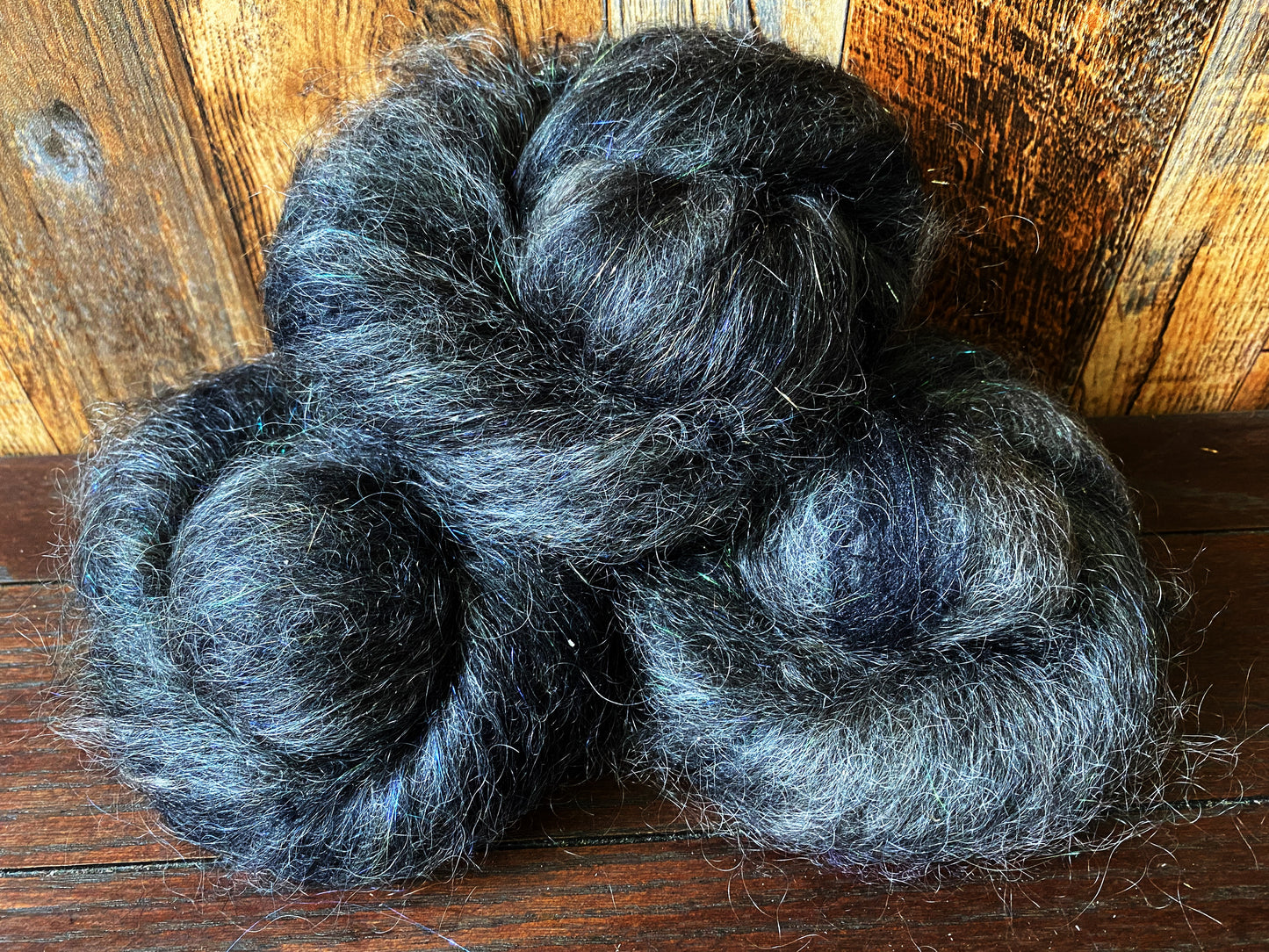 Mohair, BFL Wool, and Angelina Art Batt for Spinning or Felting ~ Bat Wing