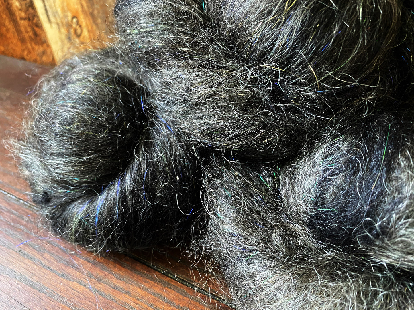 Mohair, BFL Wool, and Angelina Art Batt for Spinning or Felting ~ Bat Wing