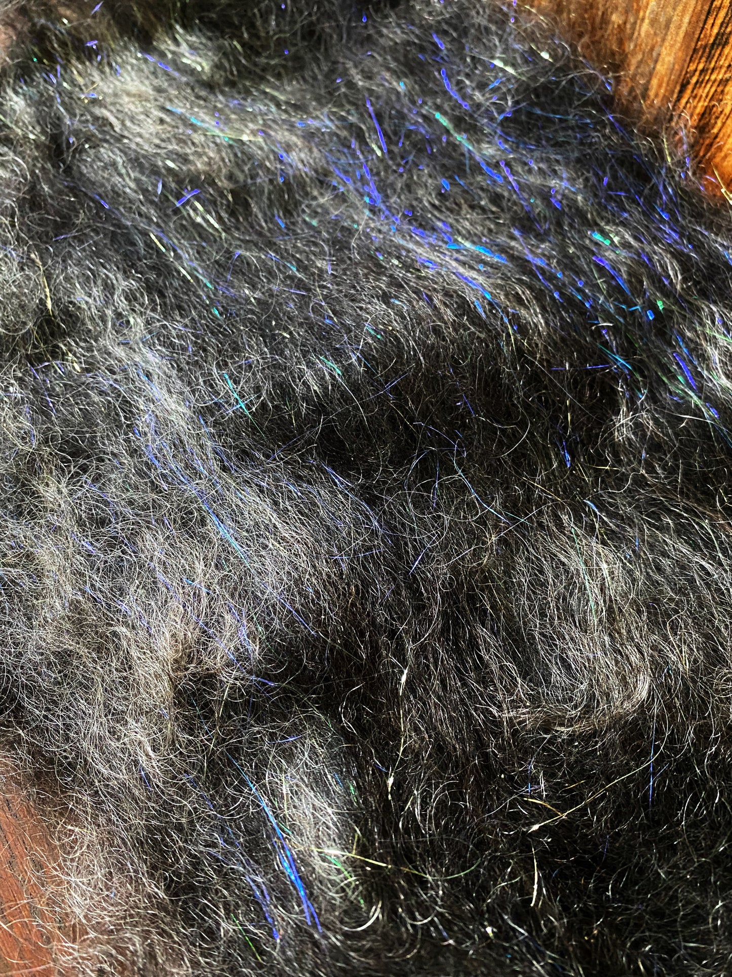 Mohair, BFL Wool, and Angelina Art Batt for Spinning or Felting ~ Bat Wing