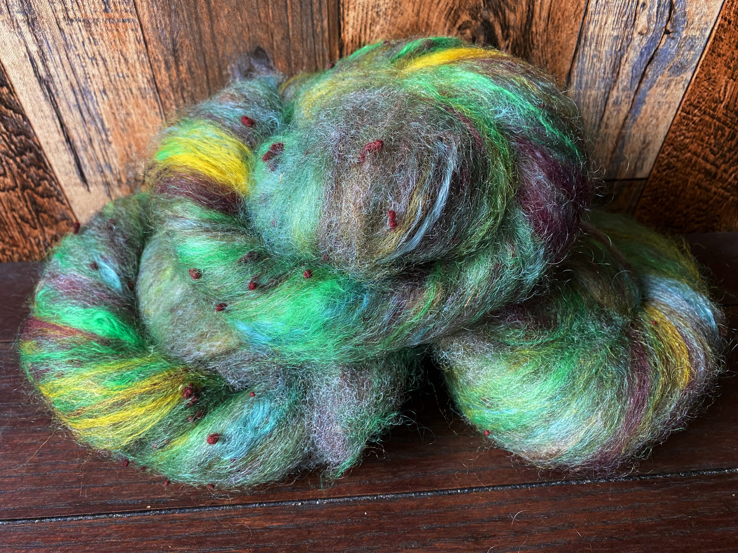 Mohair, Alpaca, and Merino Art Batt for Spinning or Felting ~ Vernal Pool