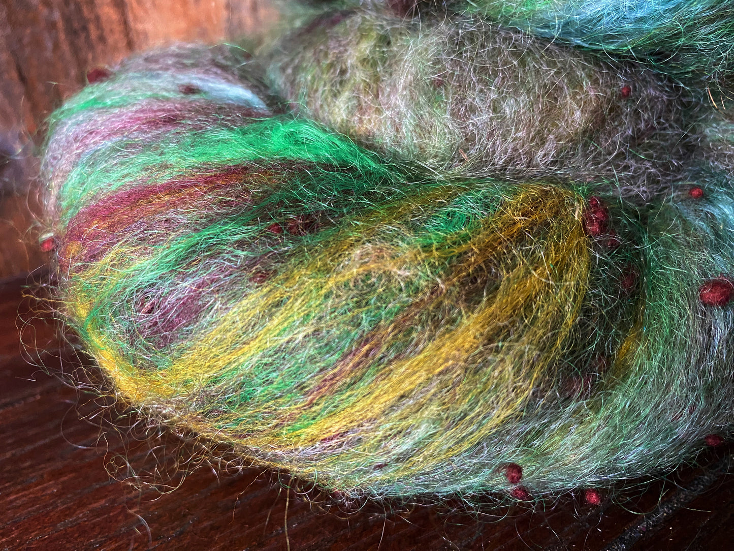 Mohair, Alpaca, and Merino Art Batt for Spinning or Felting ~ Vernal Pool