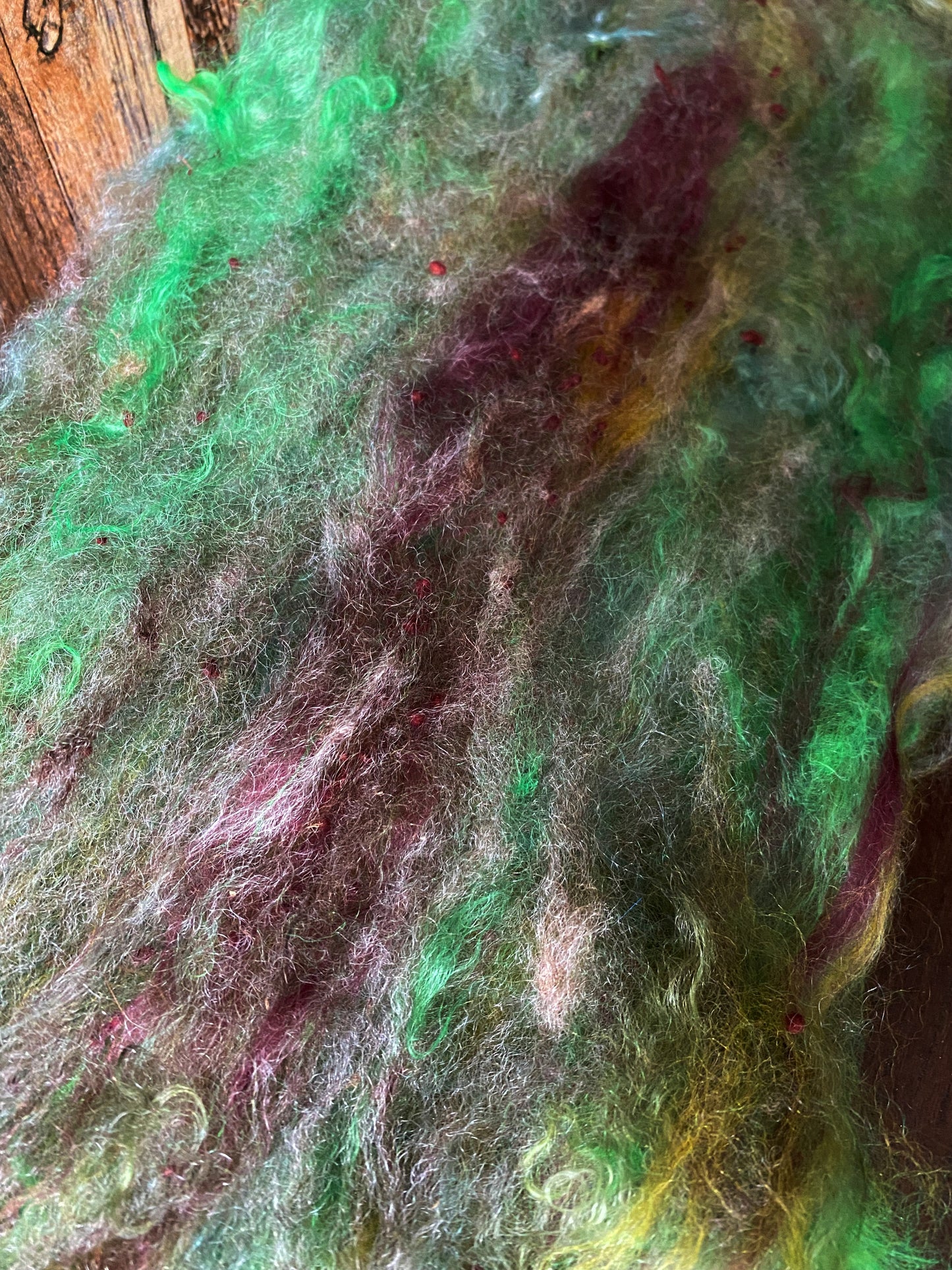 Mohair, Alpaca, and Merino Art Batt for Spinning or Felting ~ Vernal Pool