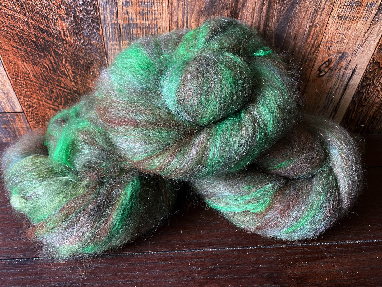 Mohair, Alpaca, and Shetland Art Batt for Spinning or Felting ~ Baby Grass