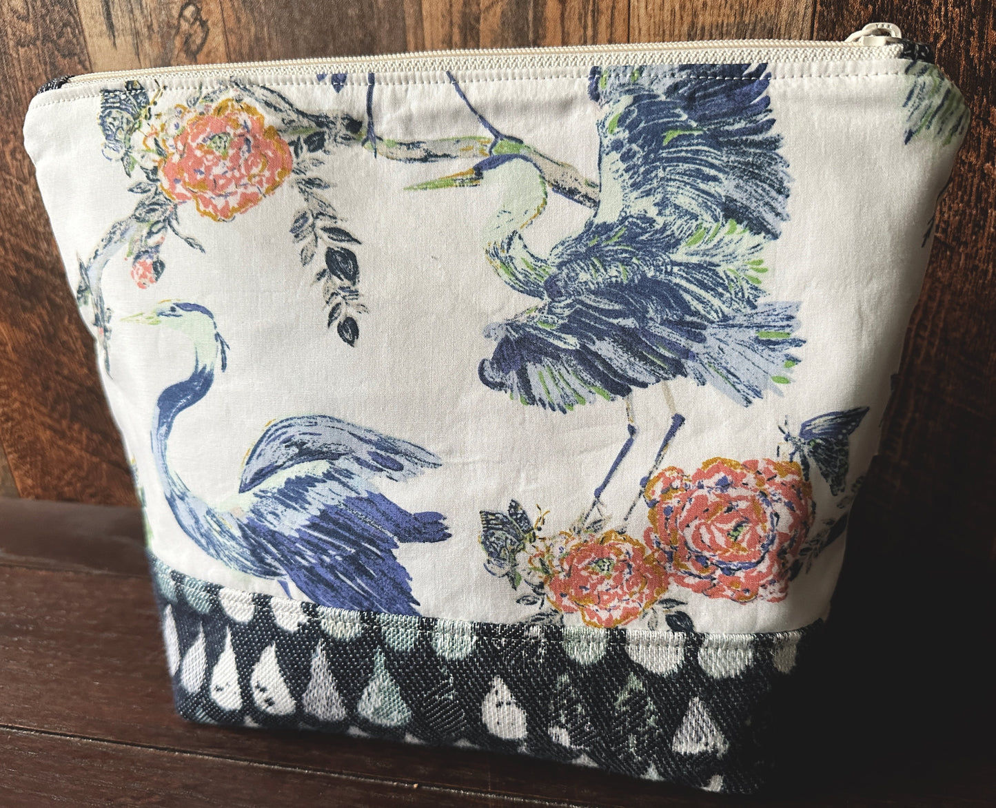 Great Blue Heron Medium Project or Cosmetic Zipper Bag