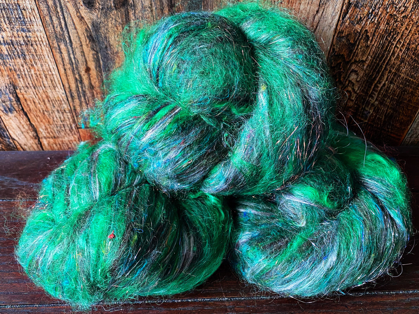 Mohair, Merino, and Mint Art Batt for Spinning or Felting ~ Ribbon Snake