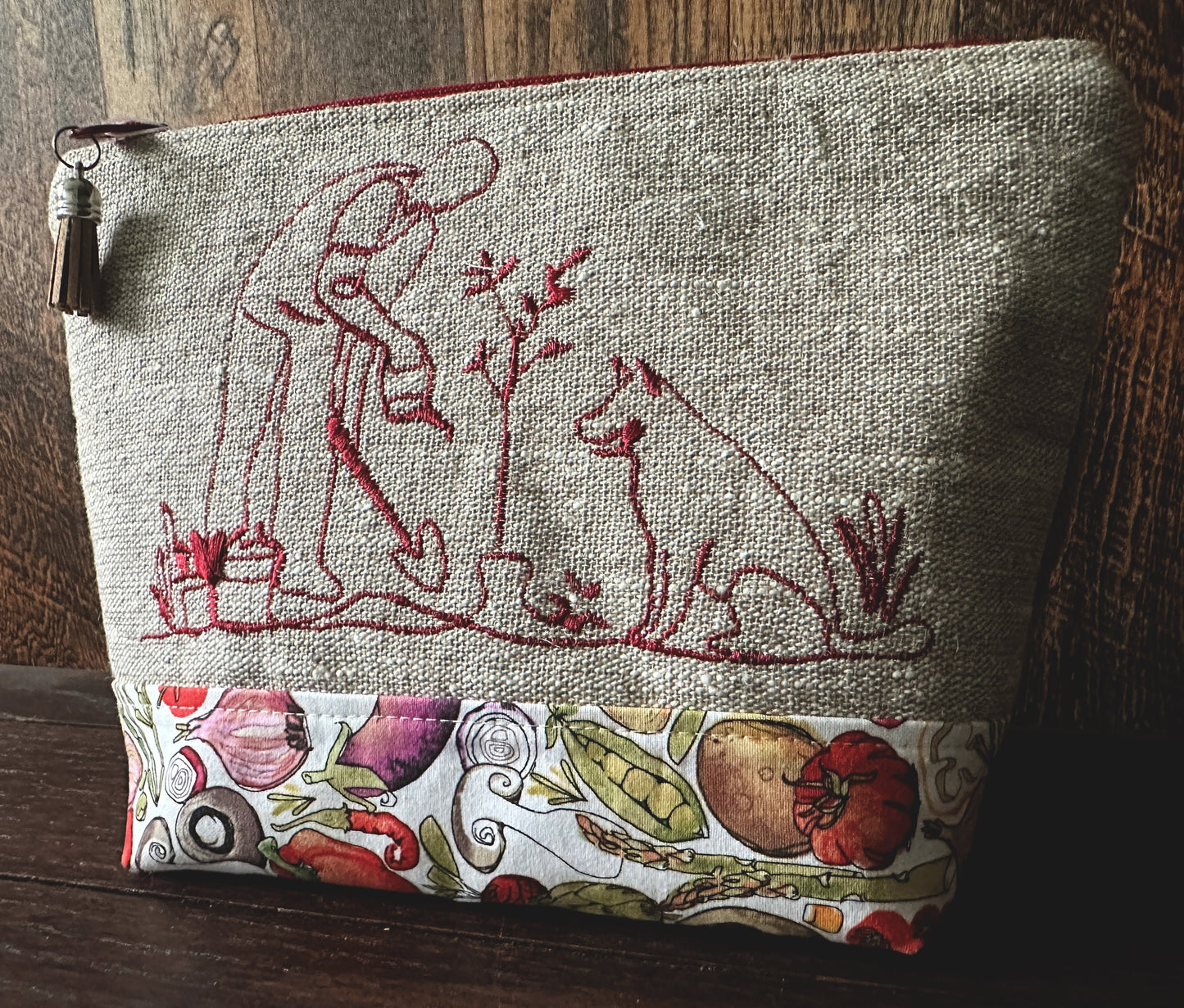 Gardening with My Dog Medium Project or Cosmetic Zipper Bag
