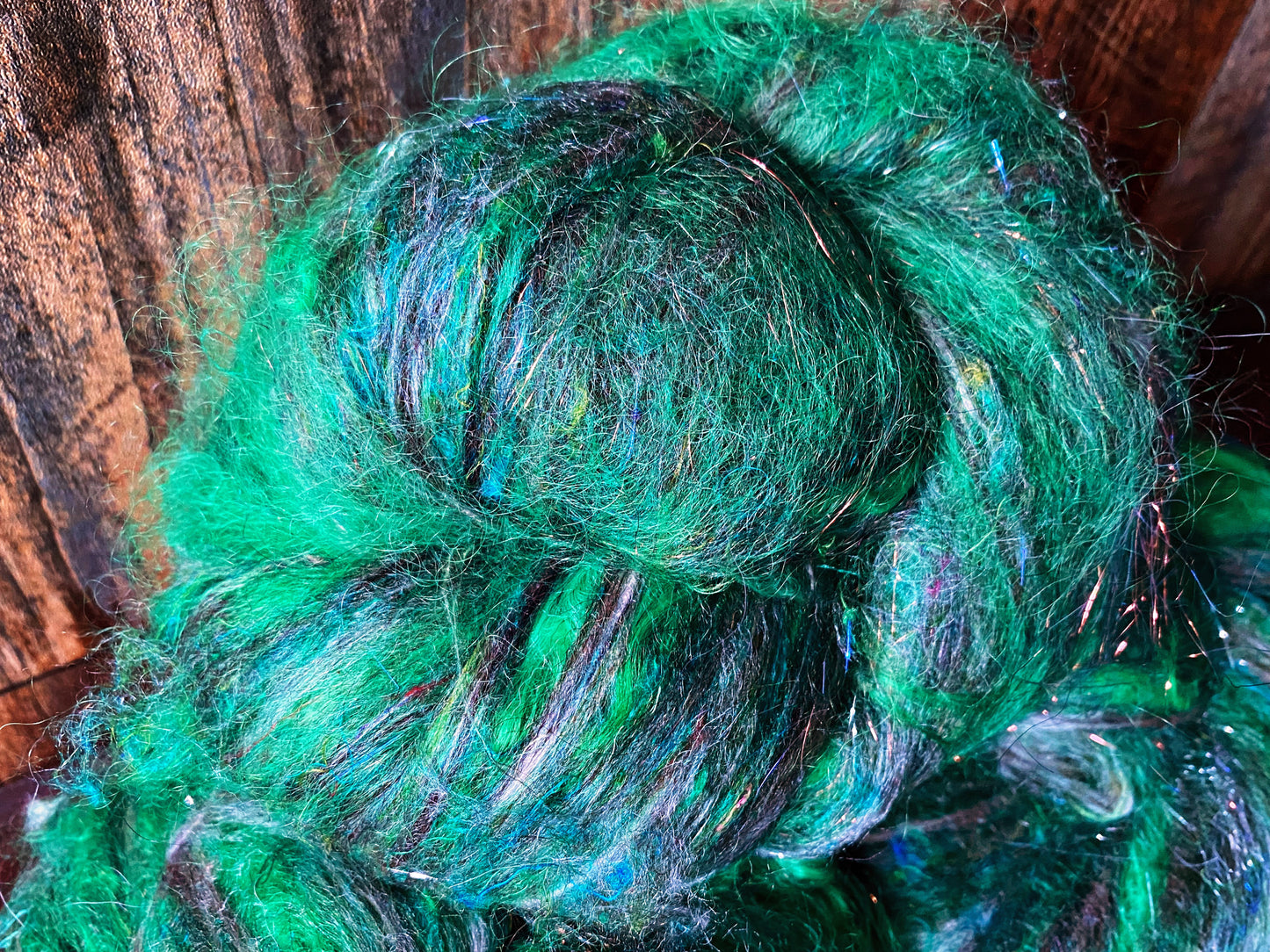 Mohair, Merino, and Mint Art Batt for Spinning or Felting ~ Ribbon Snake
