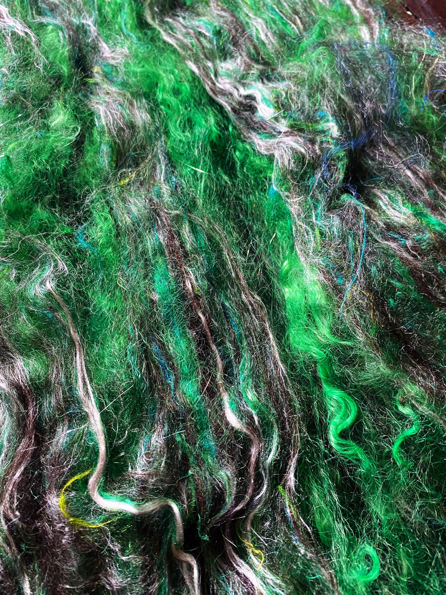 Mohair, Merino, and Mint Art Batt for Spinning or Felting ~ Ribbon Snake