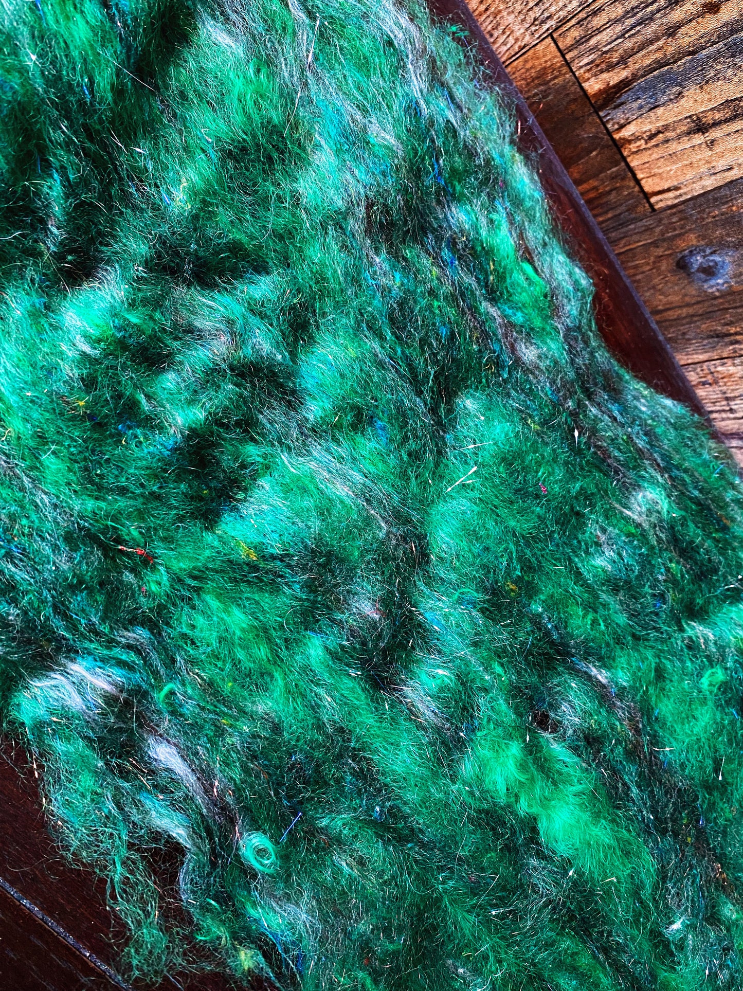 Mohair, Merino, and Mint Art Batt for Spinning or Felting ~ Ribbon Snake