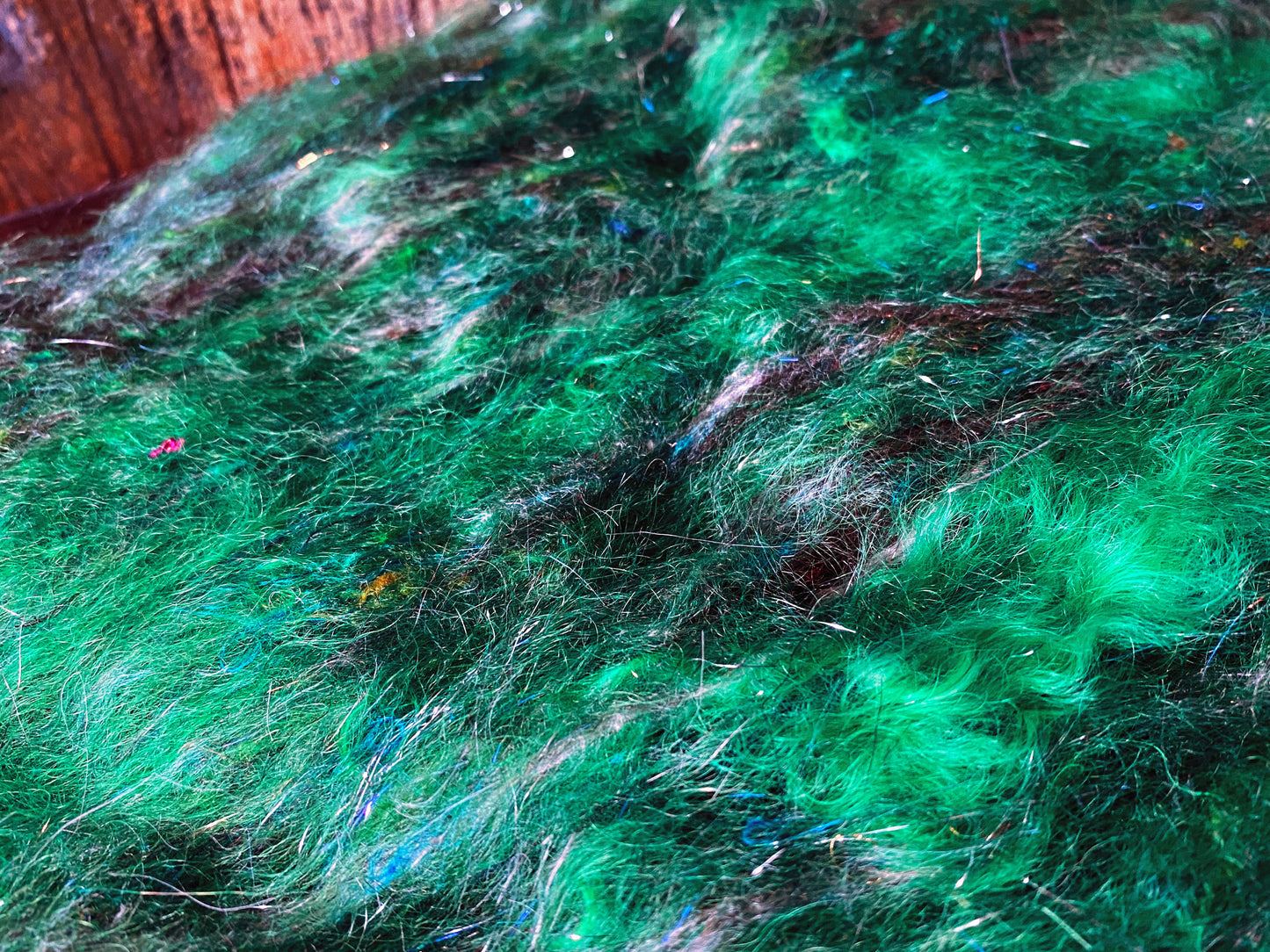 Mohair, Merino, and Mint Art Batt for Spinning or Felting ~ Ribbon Snake
