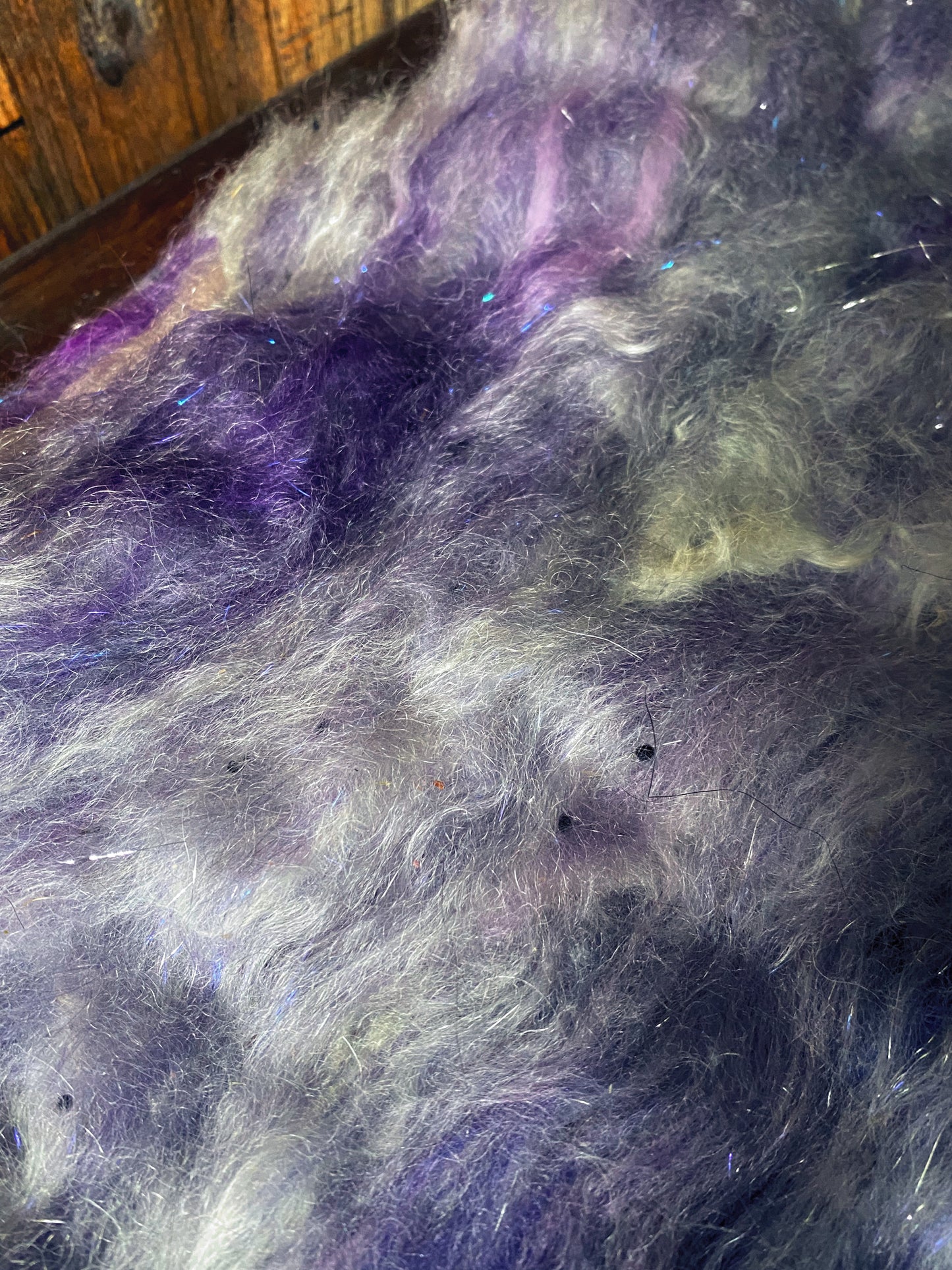 Mohair, Merino Wool, and Alpaca Art Batt for Spinning or Felting ~ Lilac Blossom