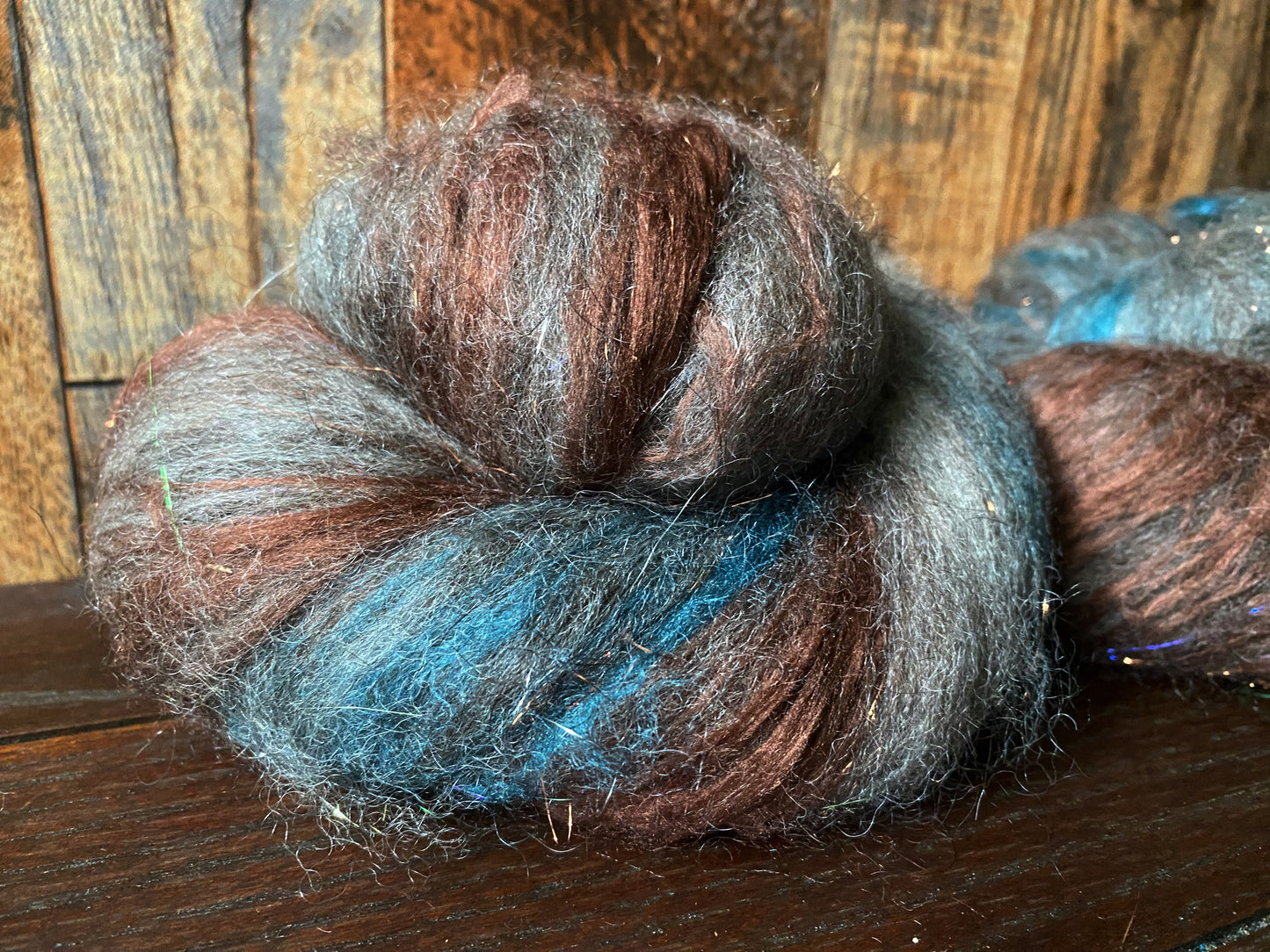 Mohair, BFL Wool, and Bamboo Art Batt for Spinning or Felting ~ Green Winged Teal