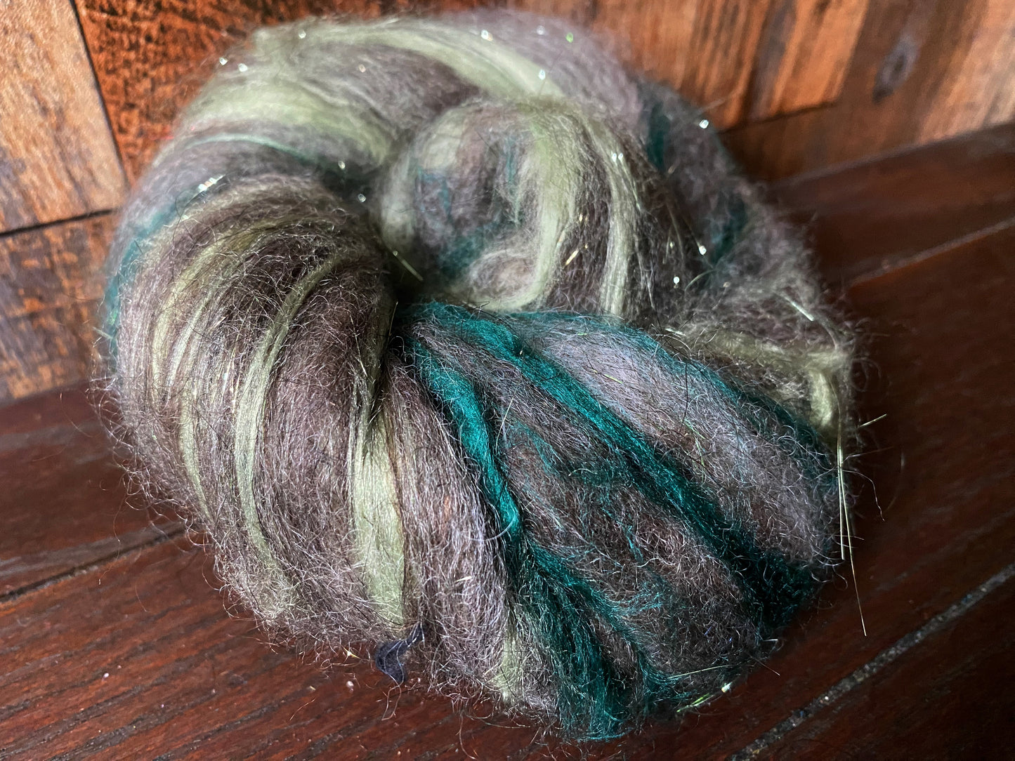 Mohair, BFL Wool, and Bamboo Art Batt for Spinning or Felting ~ Wood Duck