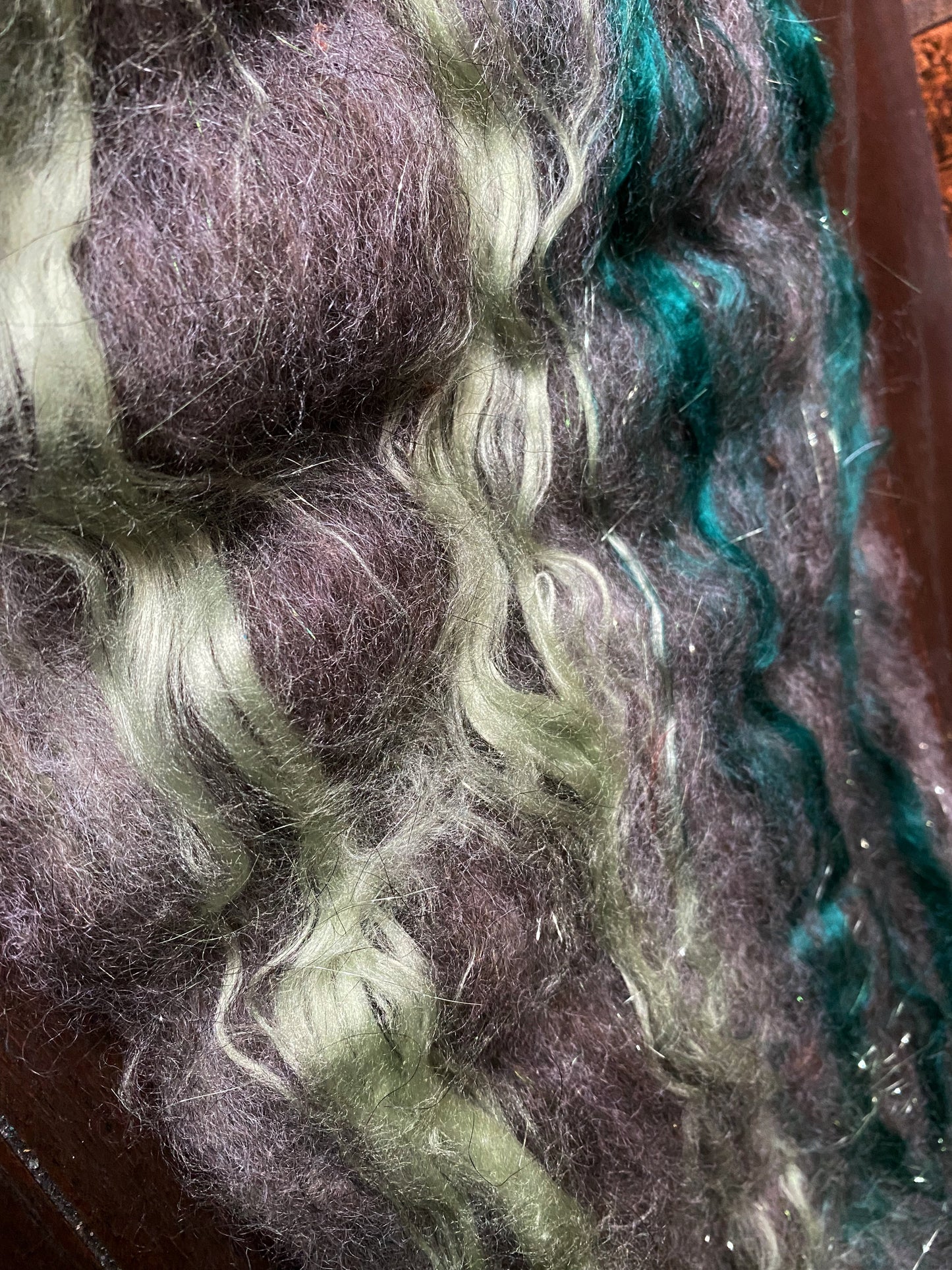 Mohair, BFL Wool, and Bamboo Art Batt for Spinning or Felting ~ Wood Duck