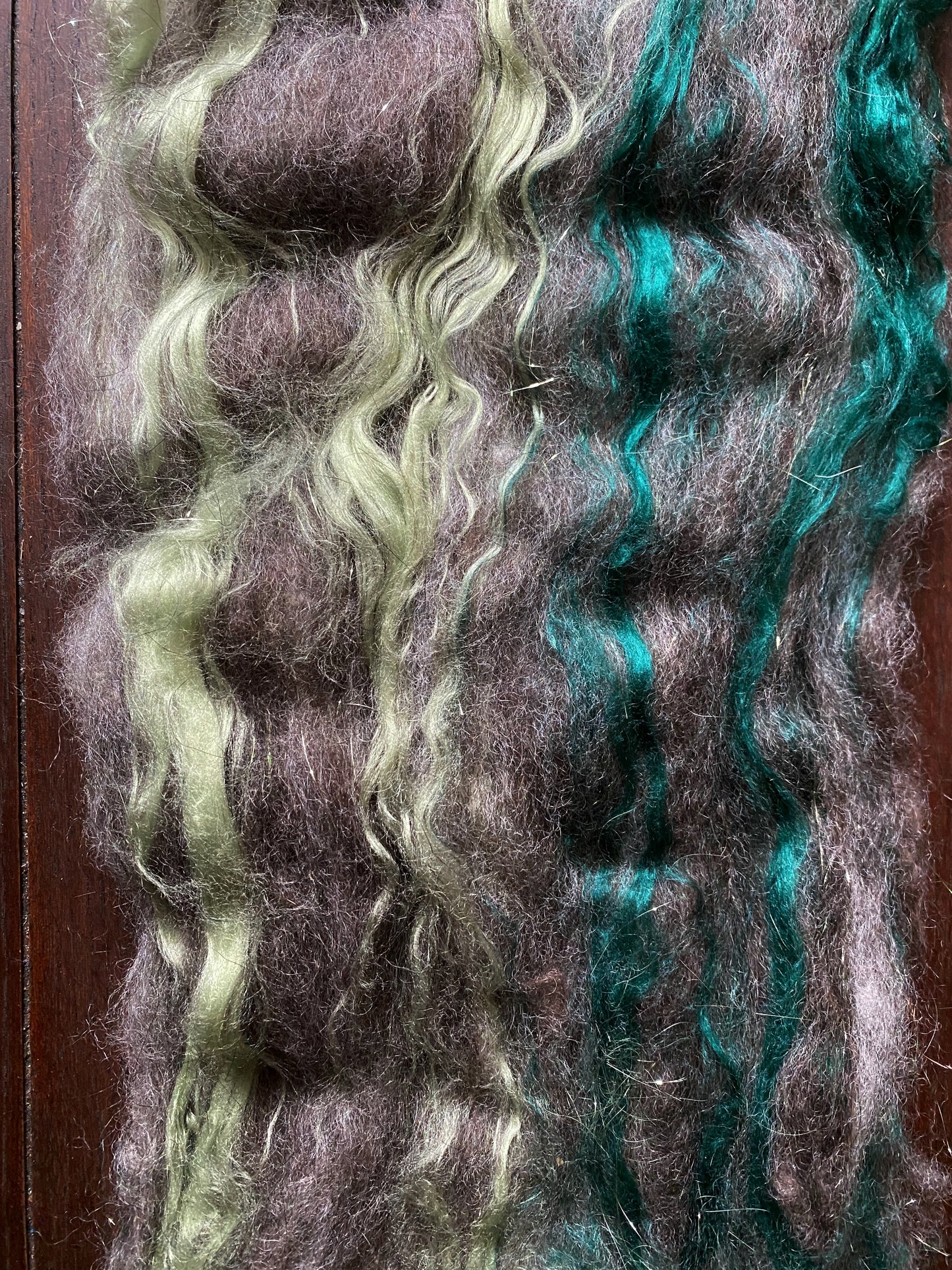 Mohair, BFL Wool, and Bamboo Art Batt for Spinning or Felting ~ Wood Duck