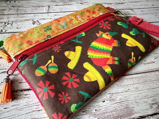 Armadillo Party Double Zipper Pouch