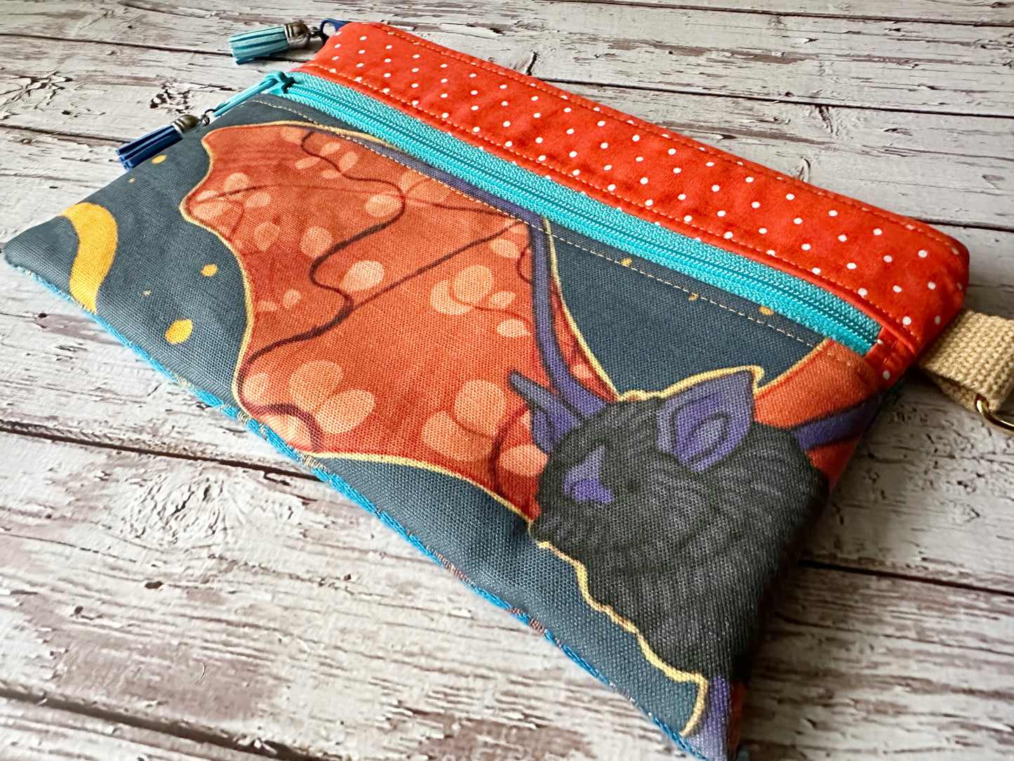 Beautiful Bat Double Zipper Pouch