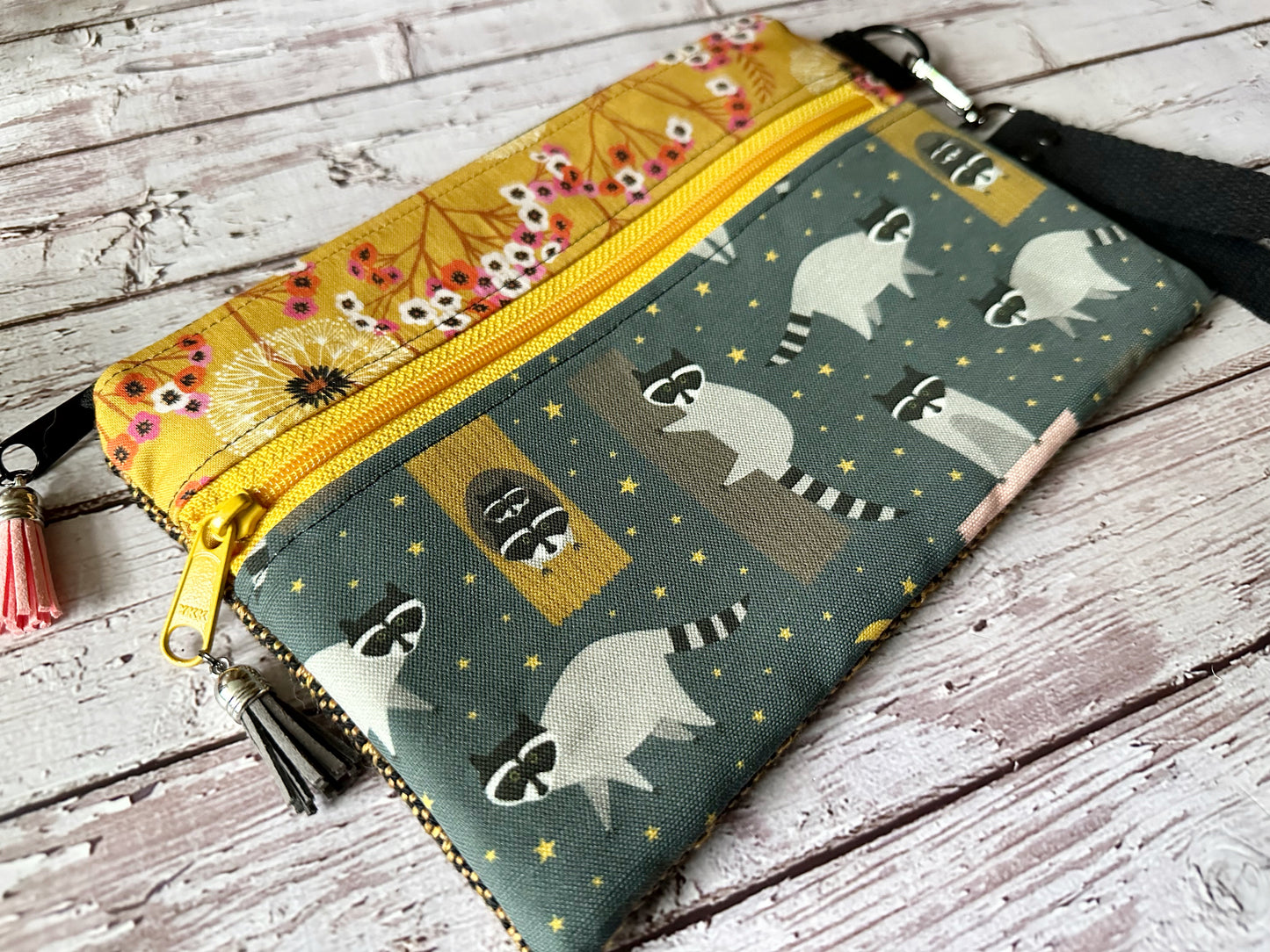 Trash Pandas Double Zipper Pouch ~ Raccoons