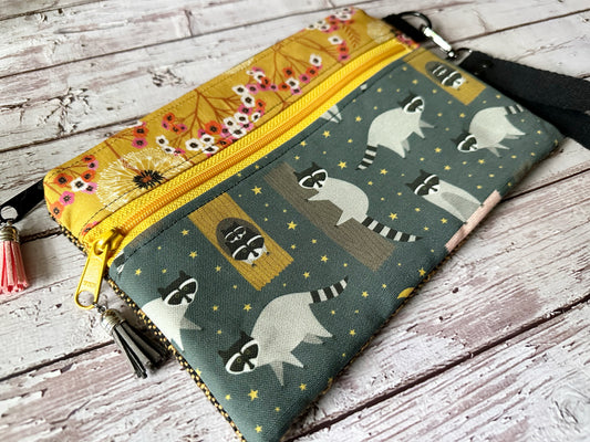Trash Pandas Double Zipper Pouch ~ Raccoons