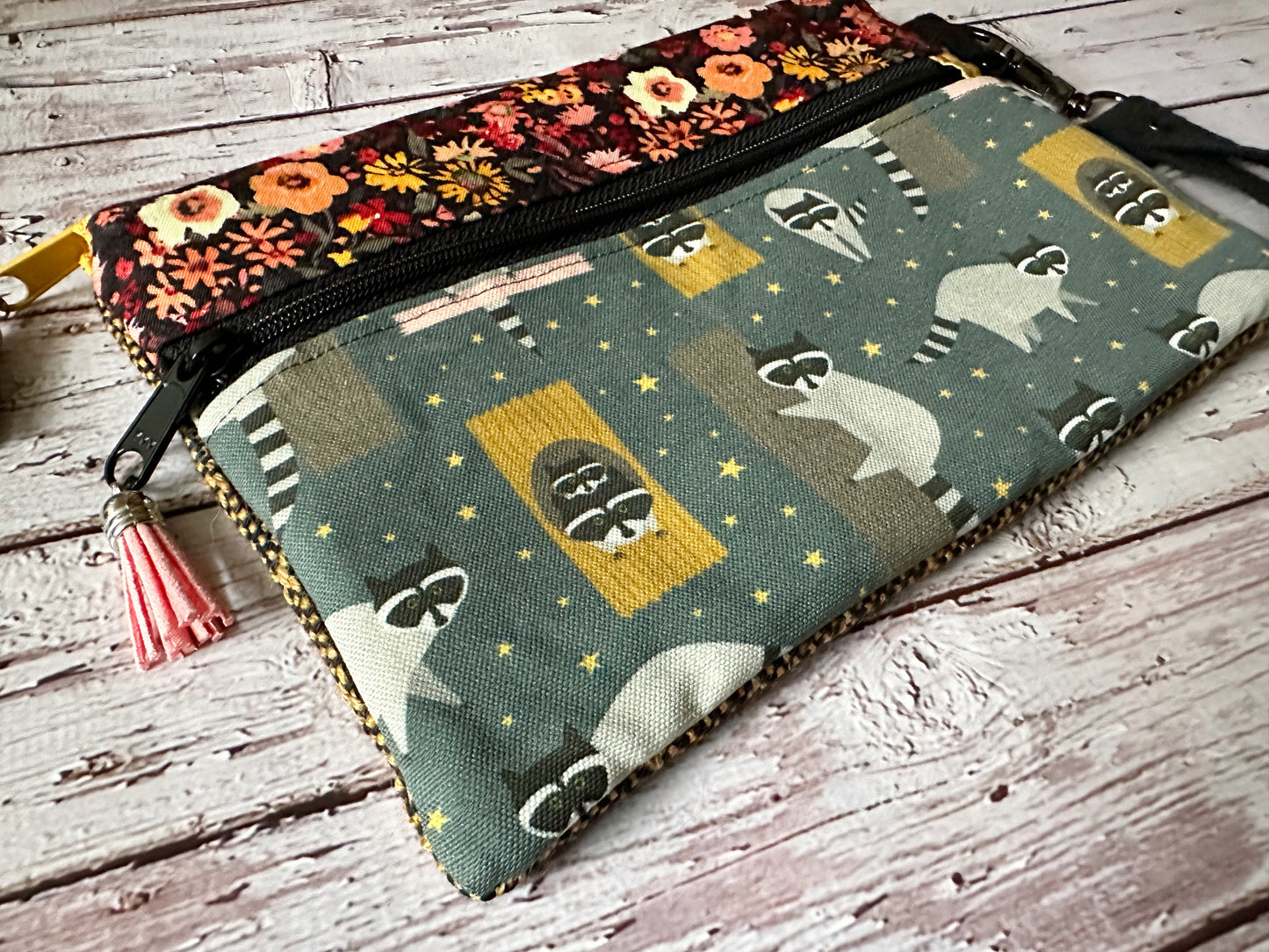 Trash Pandas Double Zipper Pouch ~ Raccoons