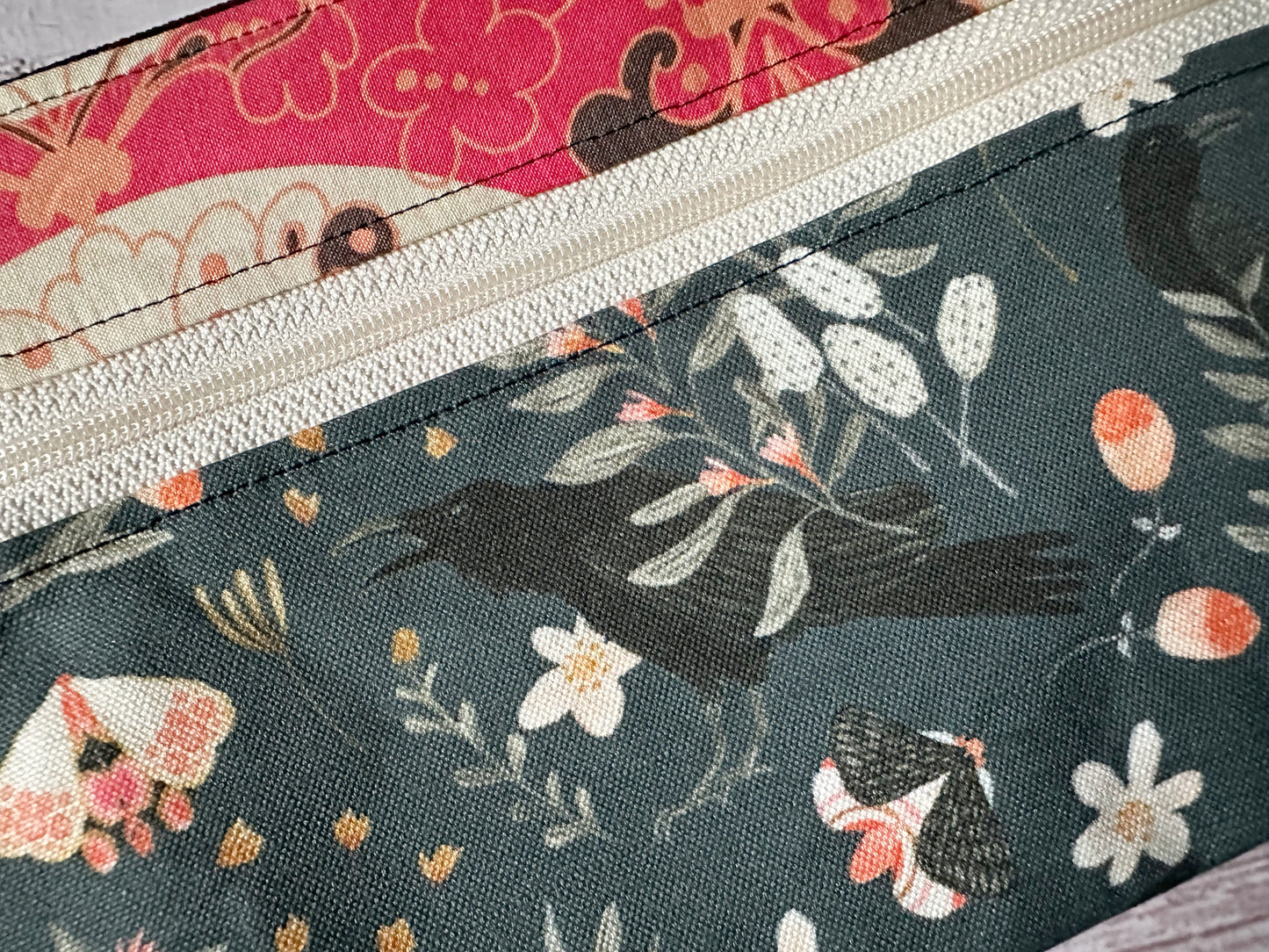 Classy Crows Double Zipper Pouch