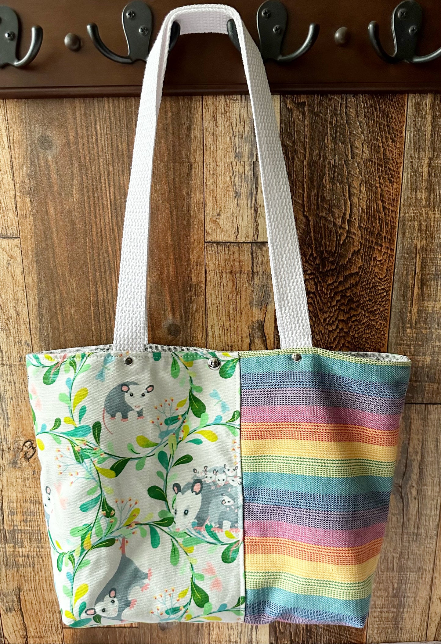 Adorable Opossum Tote Bag with Zipper Pocket Divider