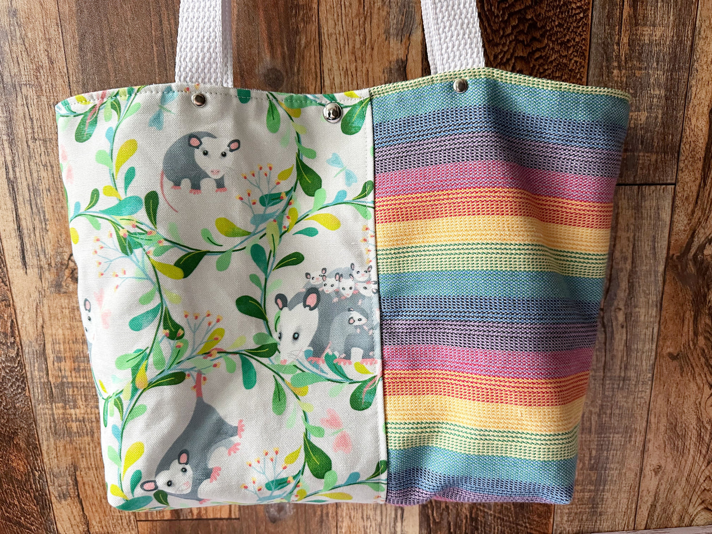 Adorable Opossum Tote Bag with Zipper Pocket Divider