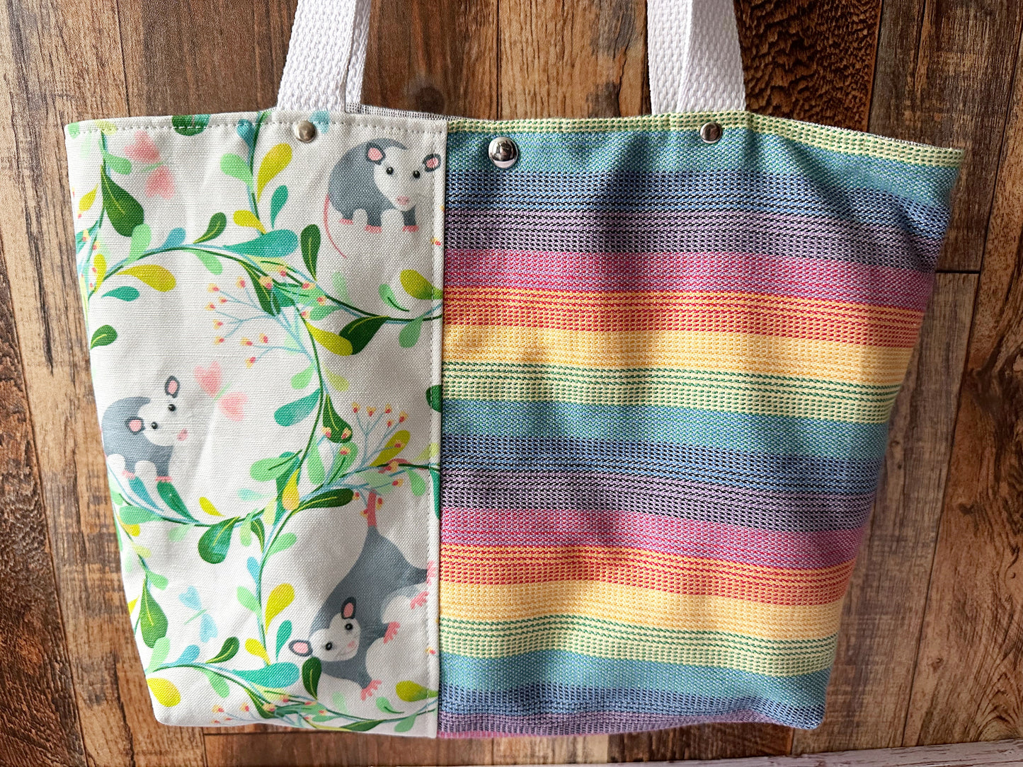 Adorable Opossum Tote Bag with Zipper Pocket Divider